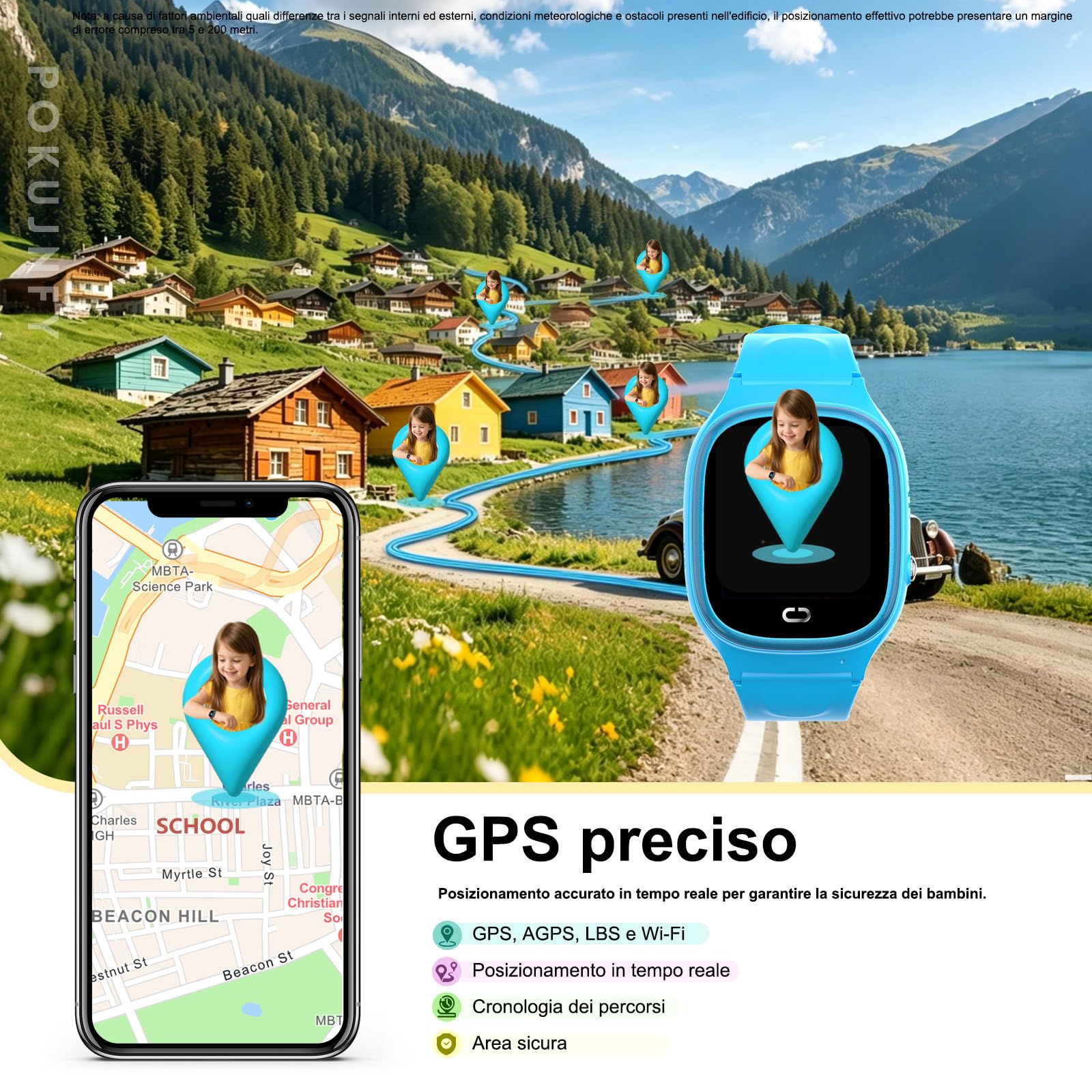 Smartwatch Bambini GPS Telefonate Chat SOS Contatti Sveglia