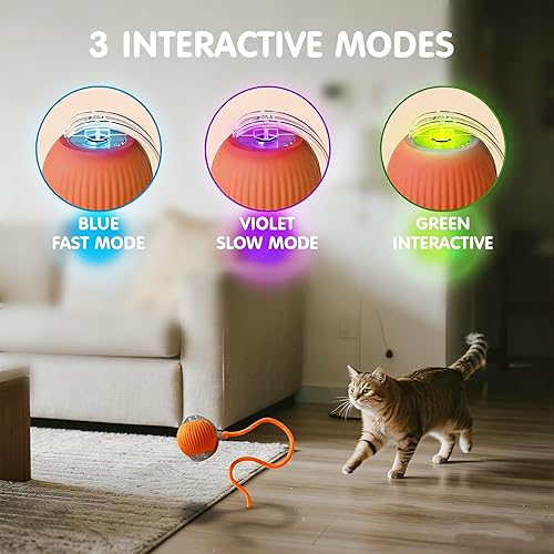 Miniatura 4 de Rocfish Juguetes interactivos duraderos para gatos de interior, juguete automático inteligente de persecución de gatos, juguete mejorado para gatos