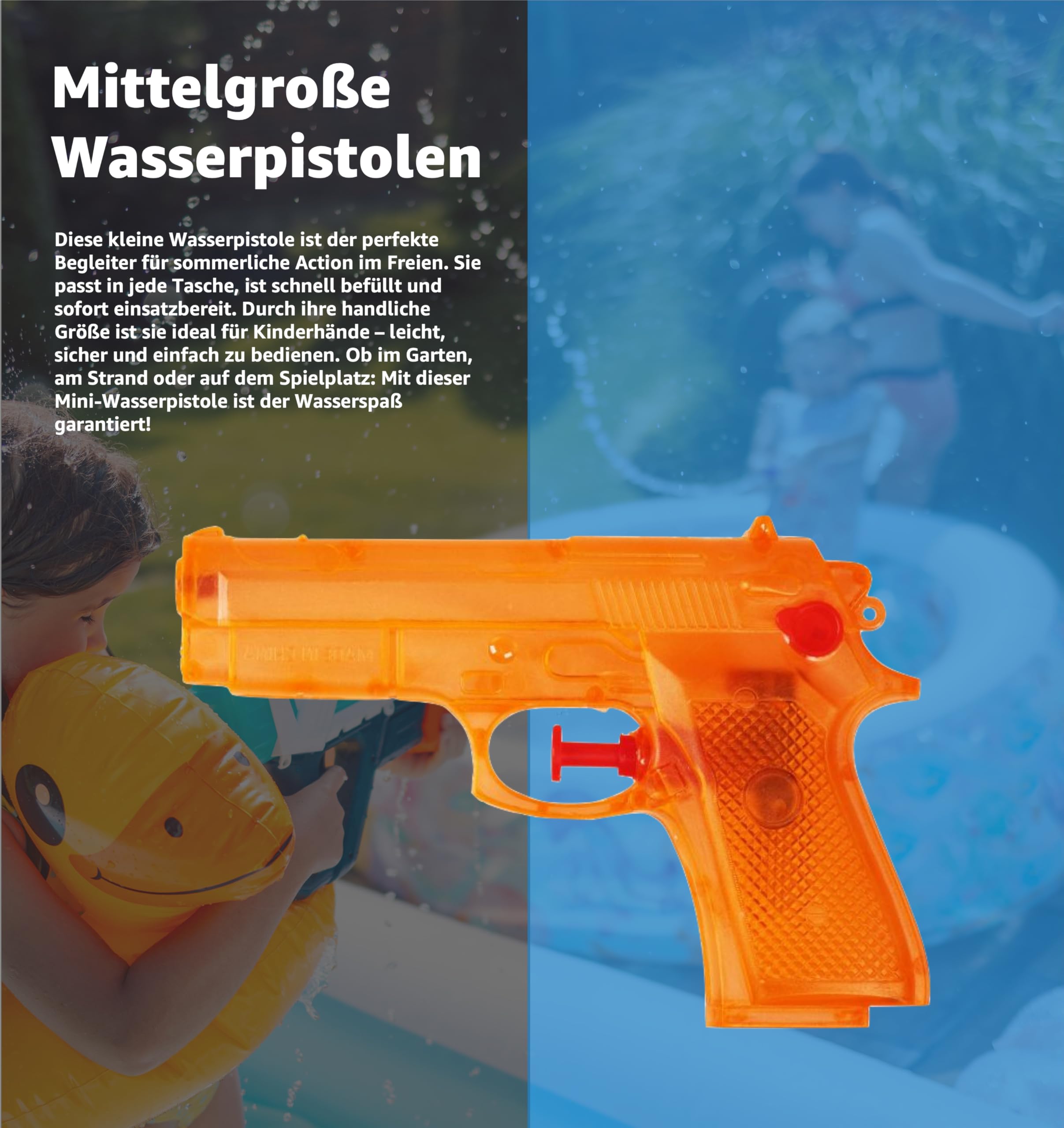Set di 3 pistole ad acqua, 15 cm, colorato, portata extra grande, pistola a spruzzo piccola, mini pistola a spruzzo per bambini
