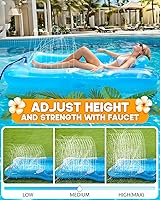 Vista 2 de Inflatable Tanning Pool Lounger Float, Pool Floats Adult with Automatic Spray Cooling, 5 in 1 Suntan Tub Raft Floatie, Sunbathing Bed Lounge for Azul