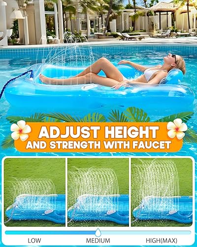 Miniatura 2 de Inflatable Tanning Pool Lounger Float, Pool Floats Adult with Automatic Spray Cooling, 5 in 1 Suntan Tub Raft Floatie, Sunbathing Bed Lounge for