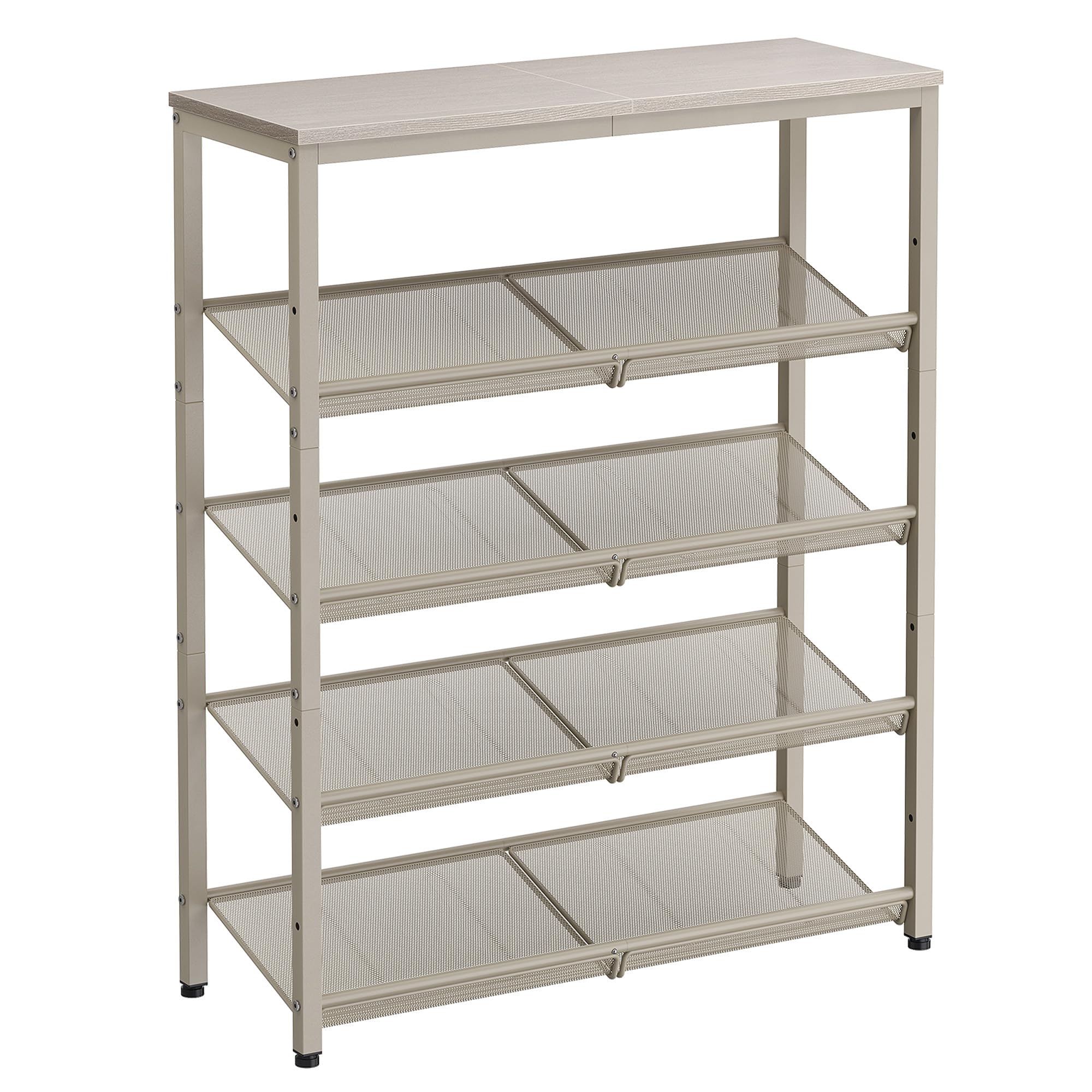 VASAGLE Shoe Rack for Entryway, 5-Tier Shoe Rack Organizer with Storage Shelves and Spacious Top, Freestanding, Adjustable, Industrial, Cappuccino Beige and Oatmeal Beige ULBS038L01 5 Tier (