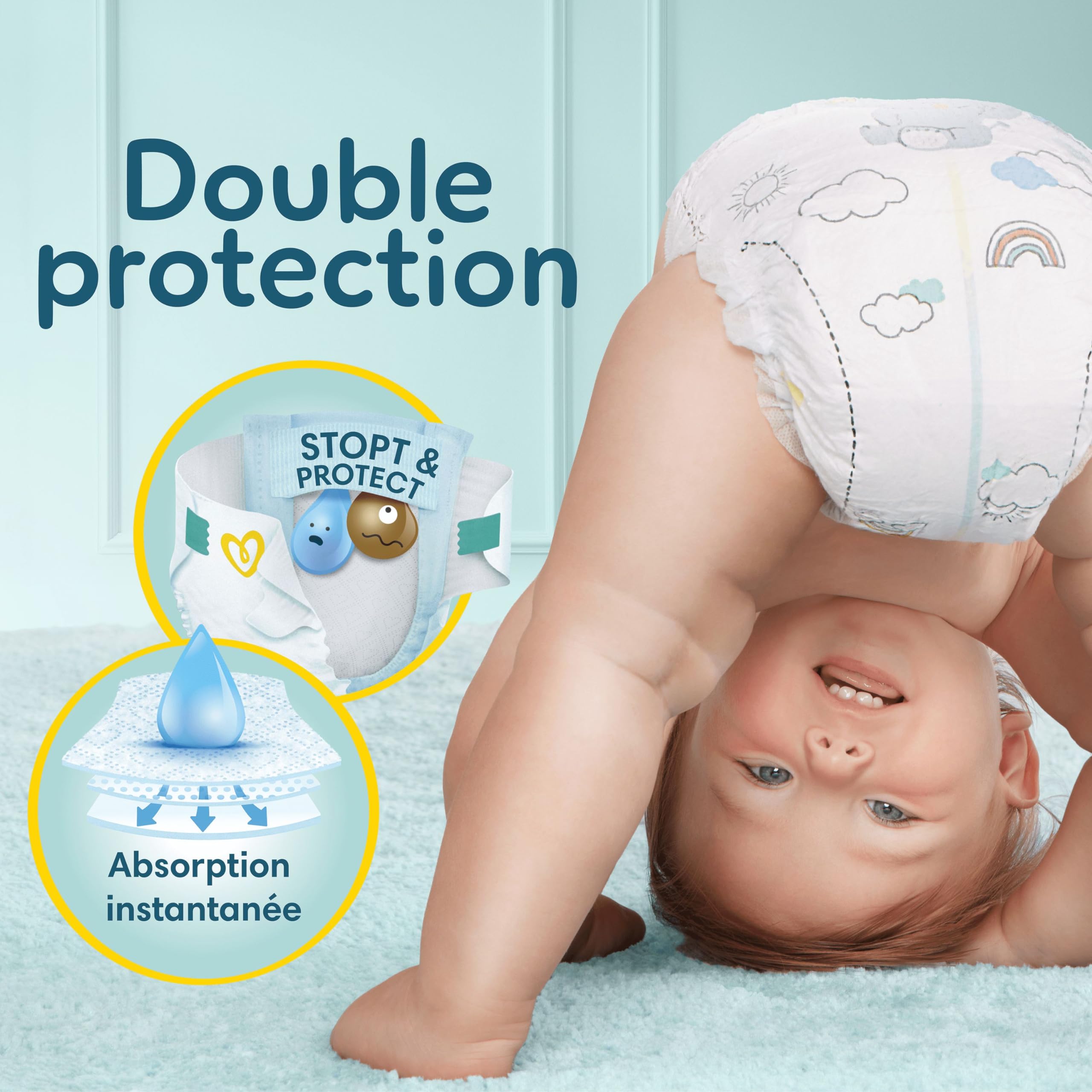Pampers Premium Protection Taille 3, 112 Couches, 6kg-10kg, Double Protection Pour La Peau Et Contre Les Fuites