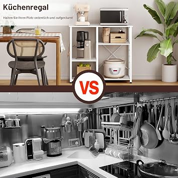 DlandHome Kitchen Storage Rack Kitchen Furniture with 3+3 Shelves for Microwave Oven Kitchen Utensils 90L x 39W x 83cm White