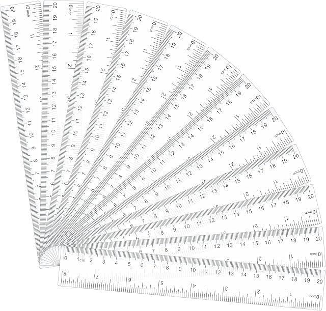 Popuppe 12 Pack 20cm Ruler Multipack Clear Ruler Plastic Rulers 8 Inches Shatter Resistant Ruler Shatterproof Metric Ruler Transparent Straight Ruler Measuring Ruler Tool for Student School Office