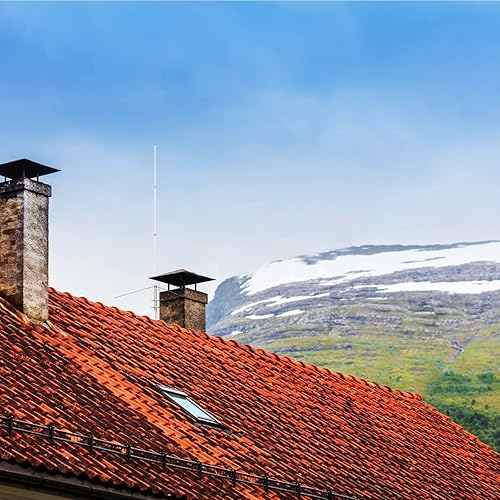 Miniatura 6 de Antena de doble banda de fibra de vidrio, antena de base de 6.6 ft para exteriores de 27.6 in, antena de techo hembra UHF de 5.5/8.5dBi (SO239) con