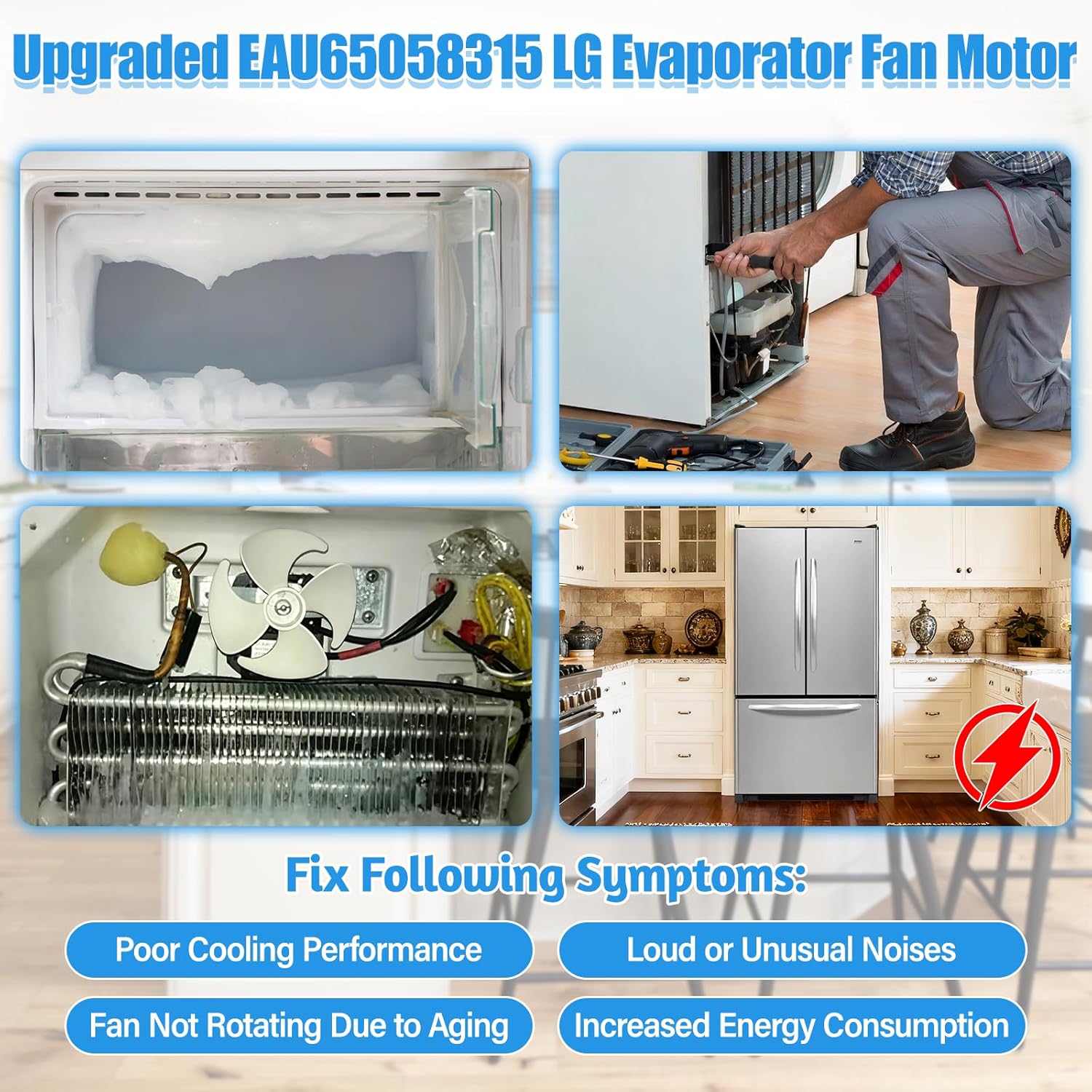 Upgraded EAU65058315 Condenser Fan Motor Compatible with LG Refrigerator Evaporator Fan Motor EAU63103209 Kenmore Refrigerator Condenser Fan Motor LFCS22520S/01 LFCS22520S/02 LFX25973ST/06 Fan Motor