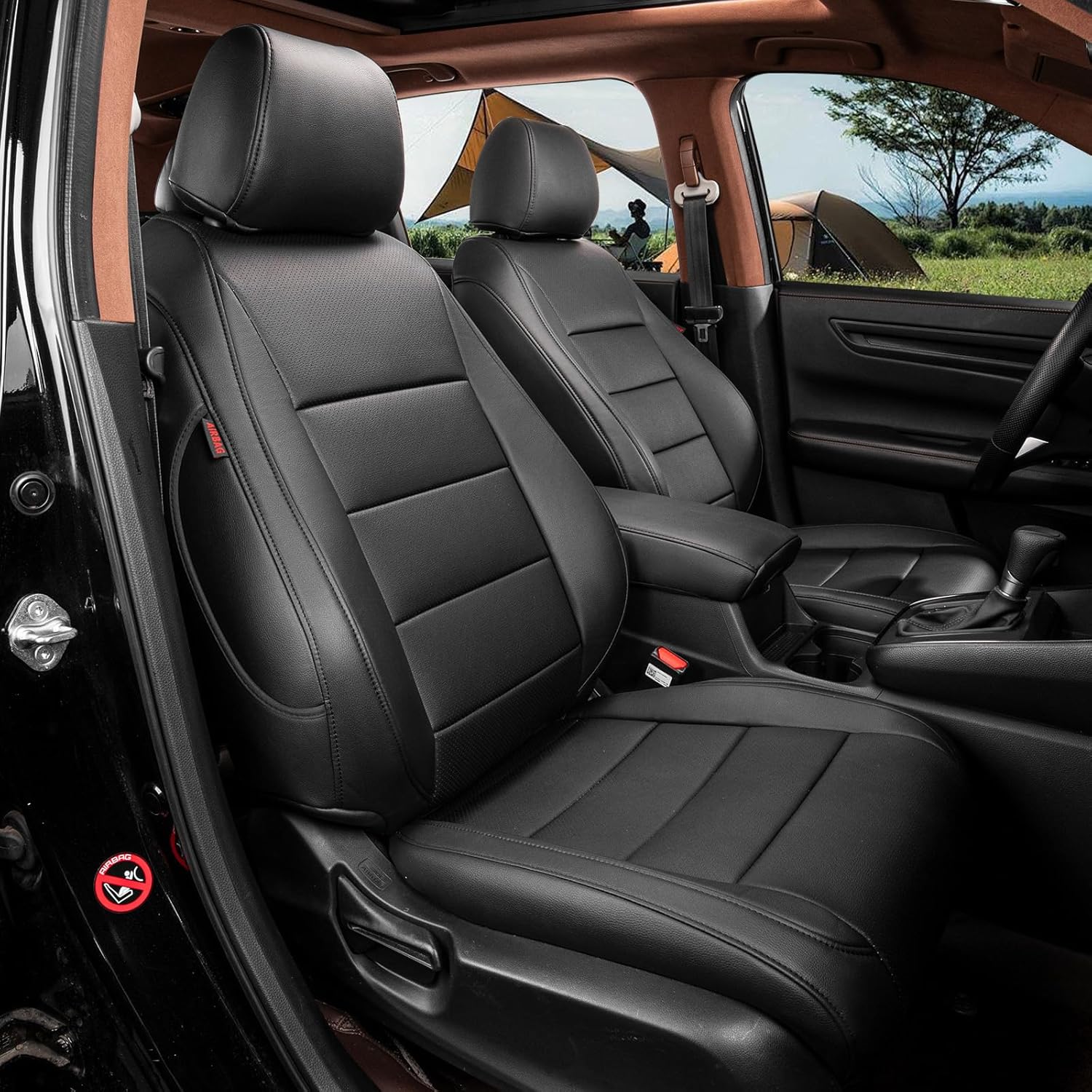 coverdream Accord Waterproof Leather Seat Covers Custom Fit for 2023 2024 2025 Honda Accord Hybrid EX,EX-L,Sport Series,Touring,Airbag Compatible,Car Seat Protector(Full Set,Black)