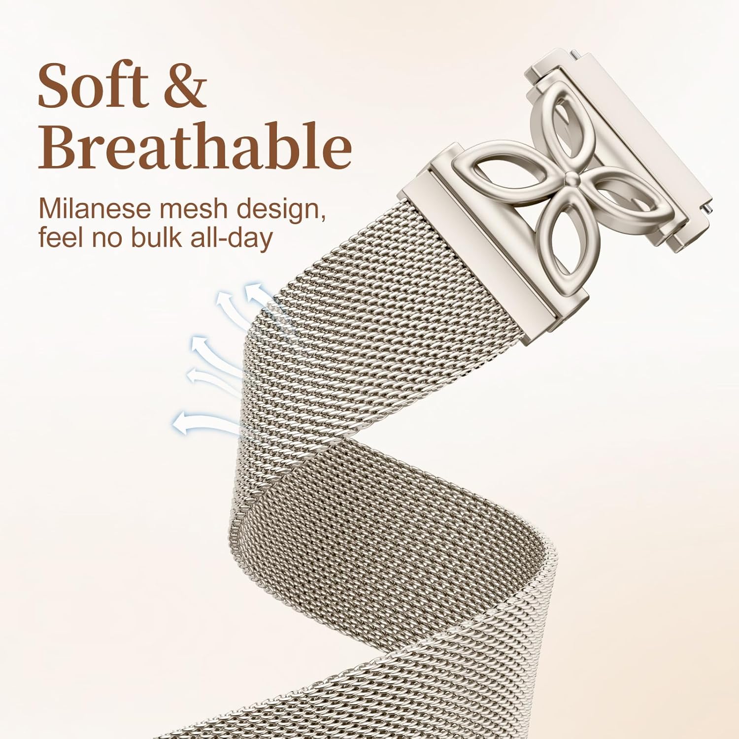 Getino Magnetic Metal Strap Compatible with Galaxy Watch 7 Band, Galaxy Watch 6 Classic Band FE 5 Pro 4 Active 2, 20mm Milanese Floral Dressy Wristband for Samsung Watch Bands Women 40mm 44mm 45mm - Image 7