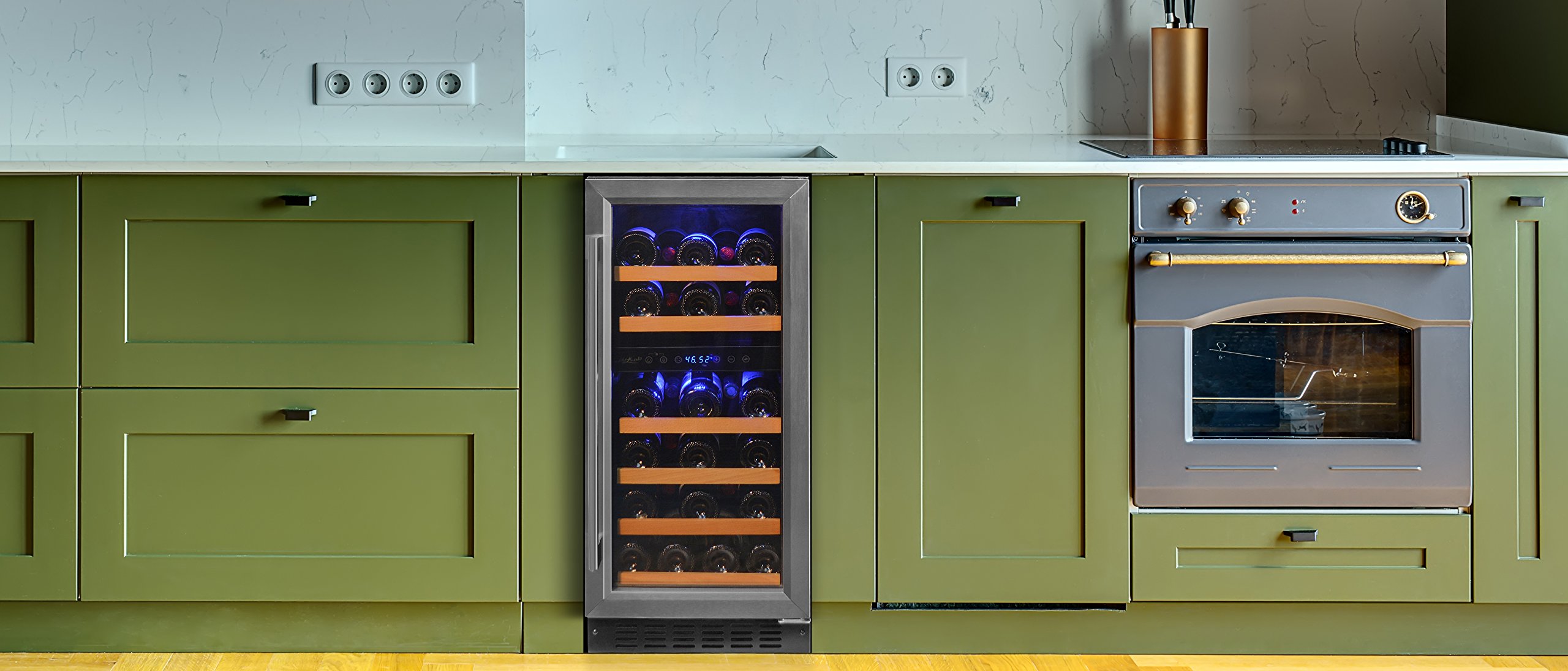 Smith & Hanks 32 Bottle Under Counter Wine Refrigerator, Dual Temperature Zones, 15 Inches Wide