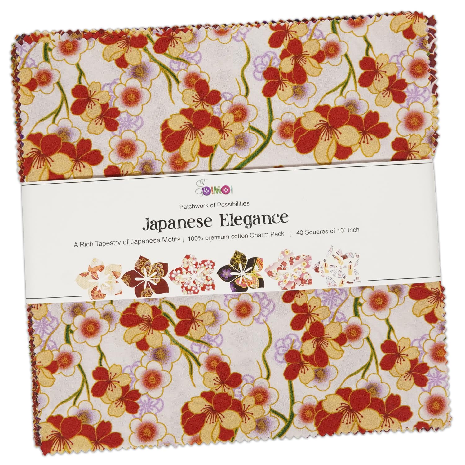 Soimoi 40Pcs 10" x 10" DIY Cotton Fabric Squares, 10" Layer Cake Squares Patchwork, Pre-Cut Quilt Charm Pack - Image 2