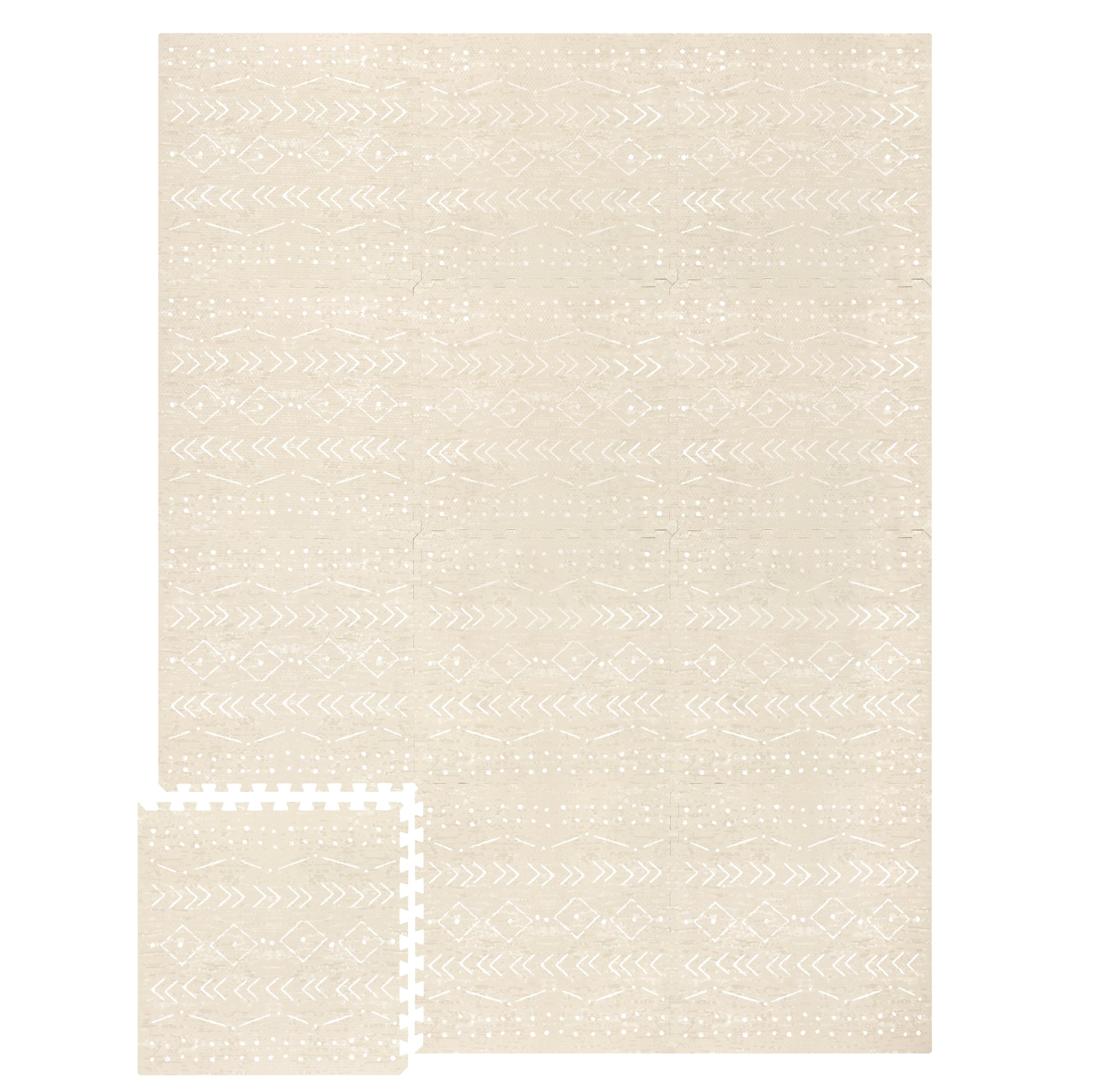 Lillefolk Baby Play Mat for Floor – 6x8ft Beige | Soft Non Toxic Premium EVA Foam Tiles for Tummy Time, Crawling & Playroom – Waterproof Interlocking