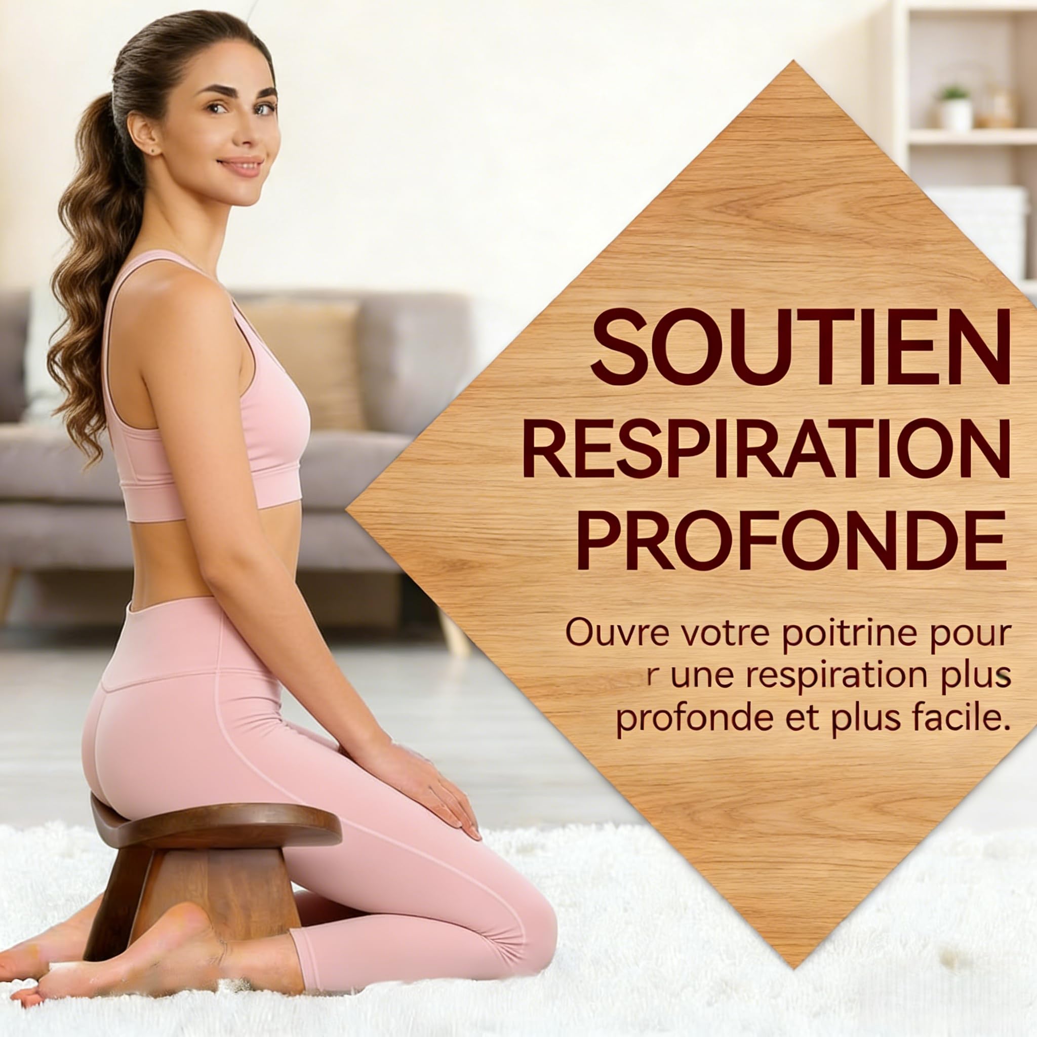 Chaise à Genoux Banc de prière Banc de Méditation en Bois Confortable pour S'agenouiller Ou S'asseoir, Banc de Yoga, Tabouret à Genoux pour La Prière, Bouddhiste, Siège Bas
