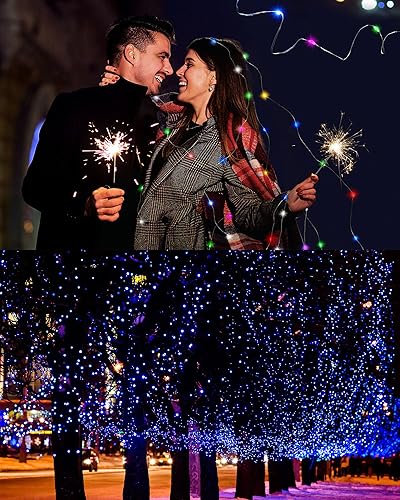 Miniatura 5 de Riakrum 50 luces LED de 10 pies con 30 luces LED que funcionan con pilas, para bodas, impermeables, pequeñas tiras de luces parpadeantes para