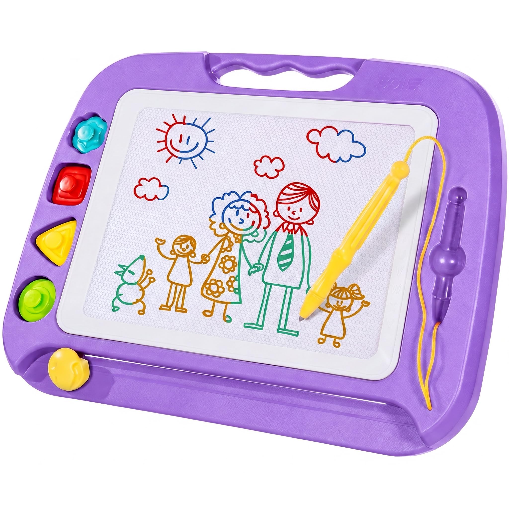 SGILE Magnetic Drawing Board for Kids, Toddler Doodle Toys, Large 16 × 13" | Etch & Sketch Pad with 4 Magnet Stamps, Girls & Boys' Birthday Gift,1-4 Year Old, Learning & Educational, Writing Play,Purp