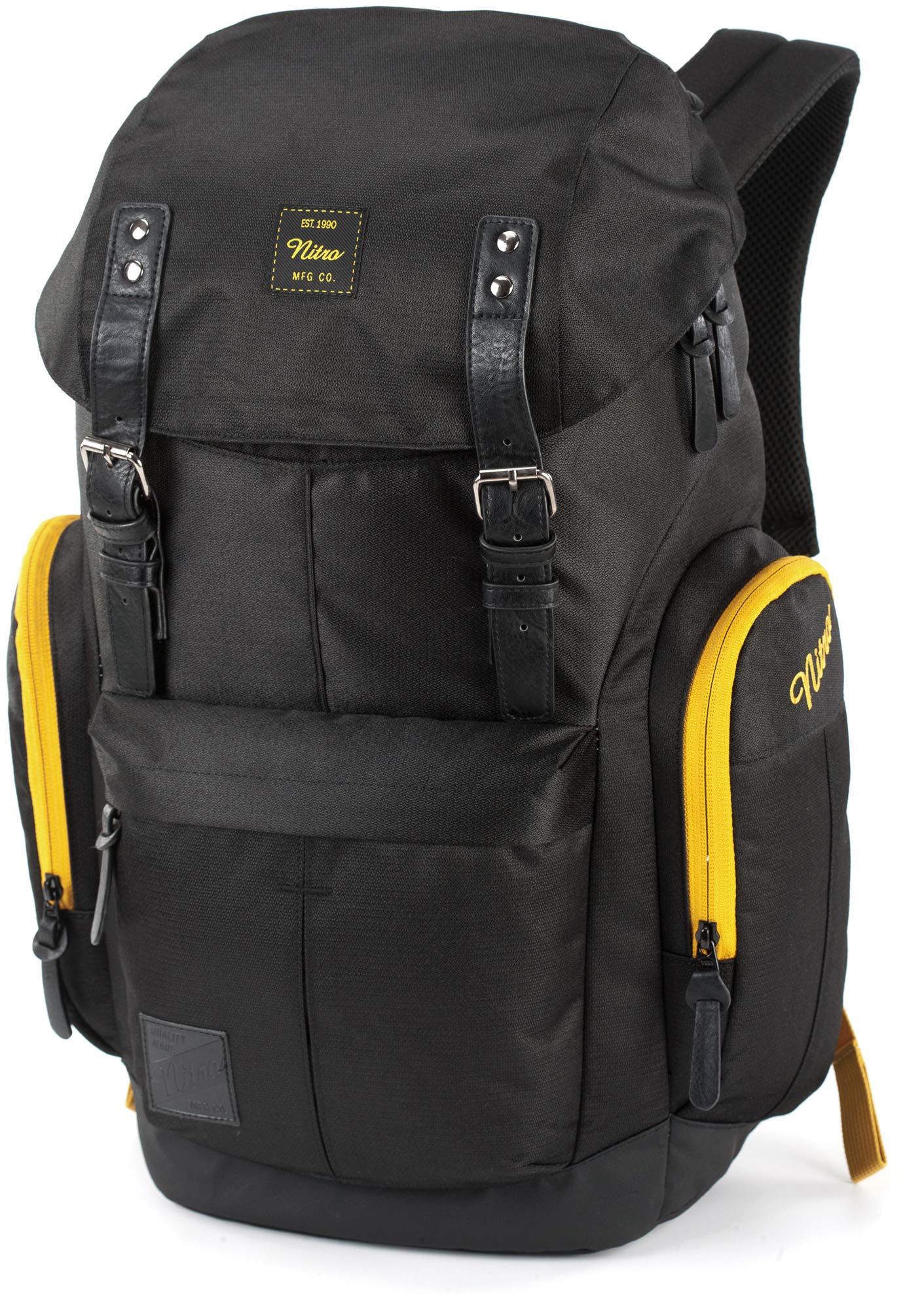 Daypacker Alltagsrucksack im Retro Look mit Gepolstertem Laptopfach, Schulrucksack, Wanderrucksack oder Streetpack, Größe und Schnitt ideal für Frauen, 32 L, Golden Black