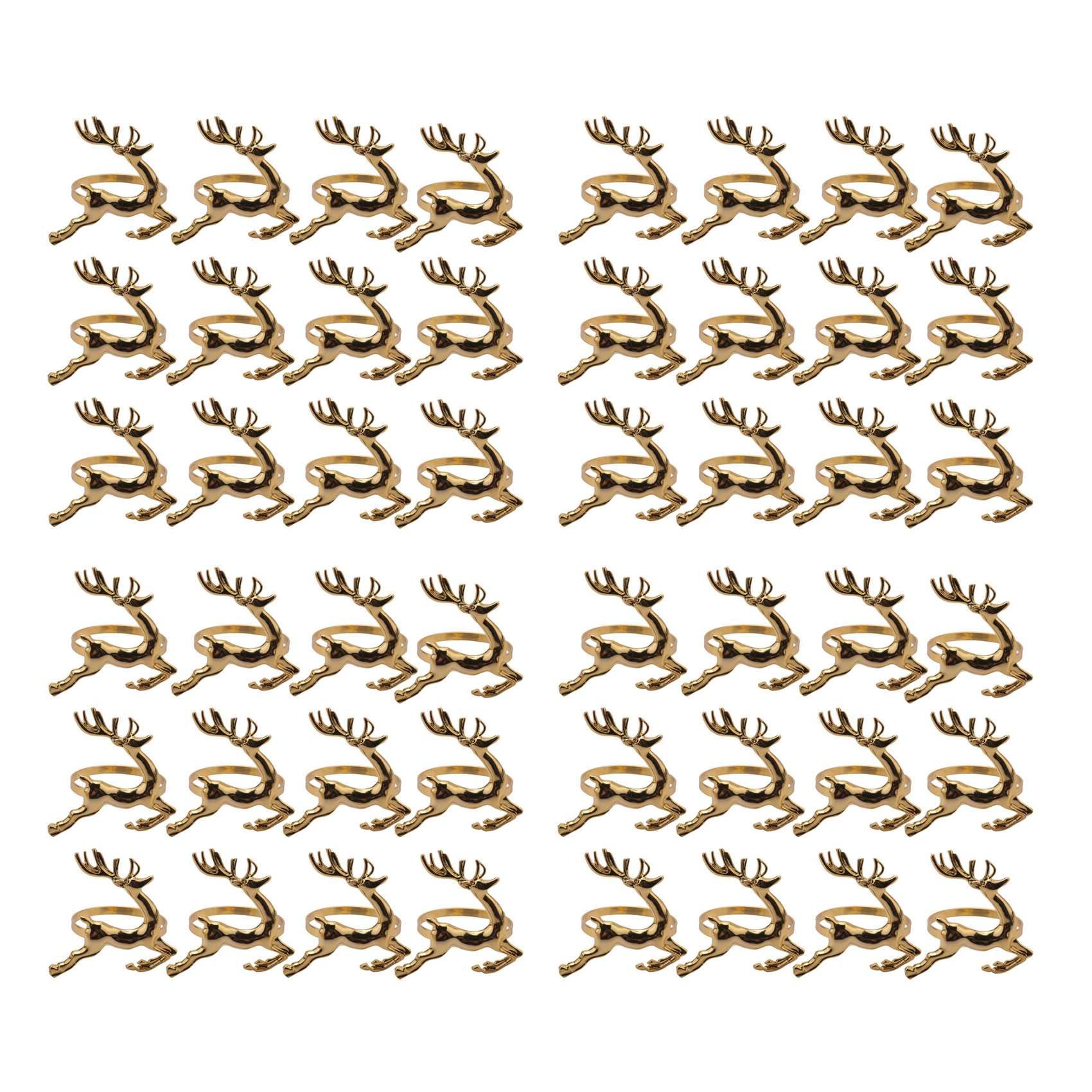 Hndhbfgrt 48Pcs Christmas Deer Napkin Rings Gold Alloy Napkin Buckle Napkin Ring Holder Hotel Restaurant Wedding Decoration