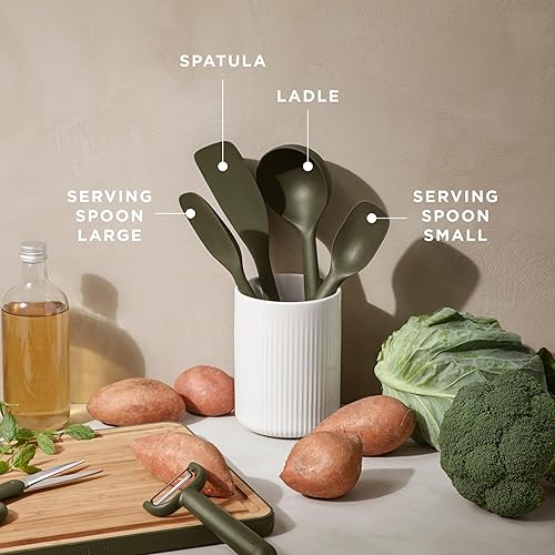 Miniatura 9 de Eva Solo Green Tools - Juego de utensilios de cocina de silicona de 5 piezas Espátula, cucharas para servir, cucharón y desnatador Herramientas de