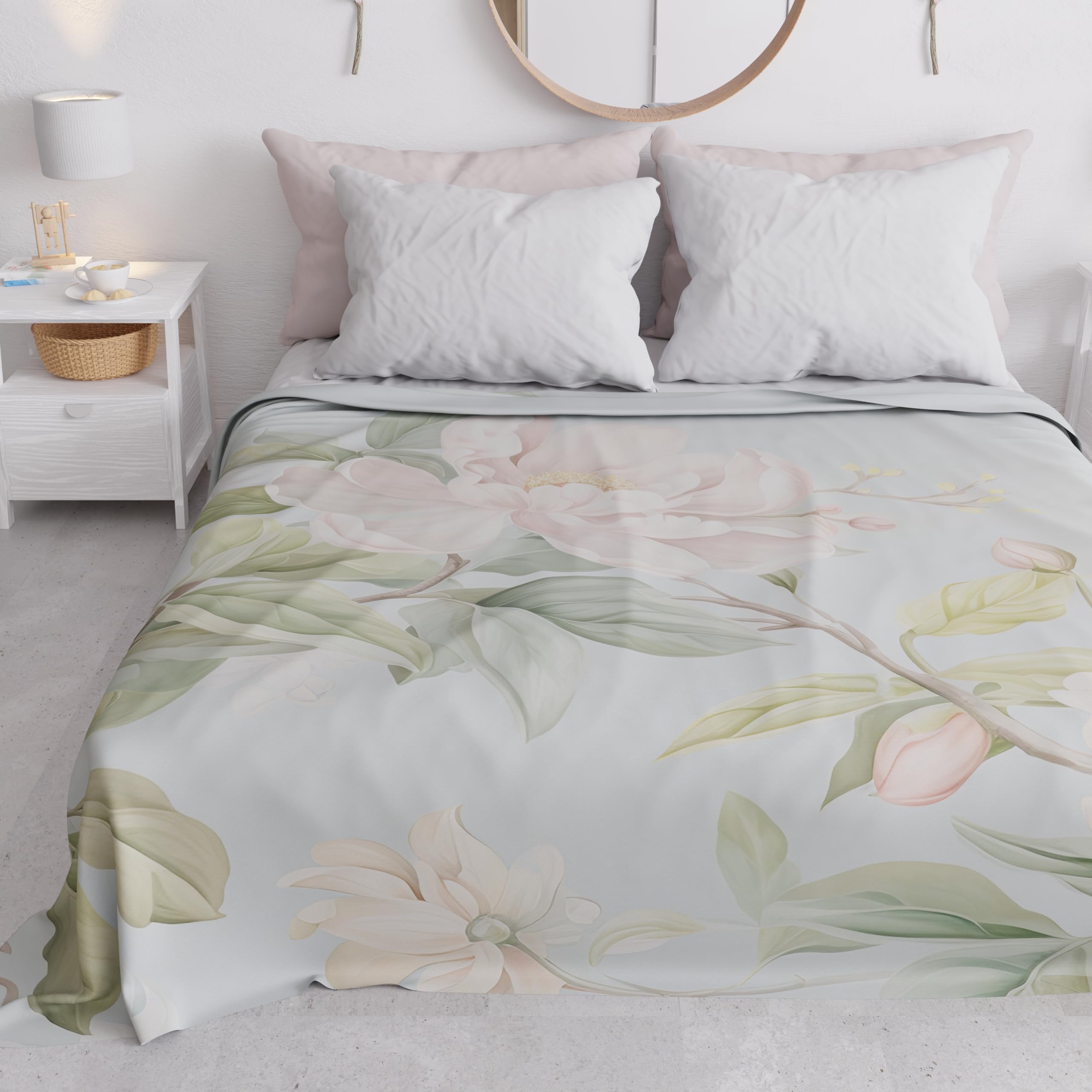 PETTI Artigiani Italiani - Spring Summer Single Bedspread Lightweight Single Bed Sheet 172 Floral 100% Made in Italy