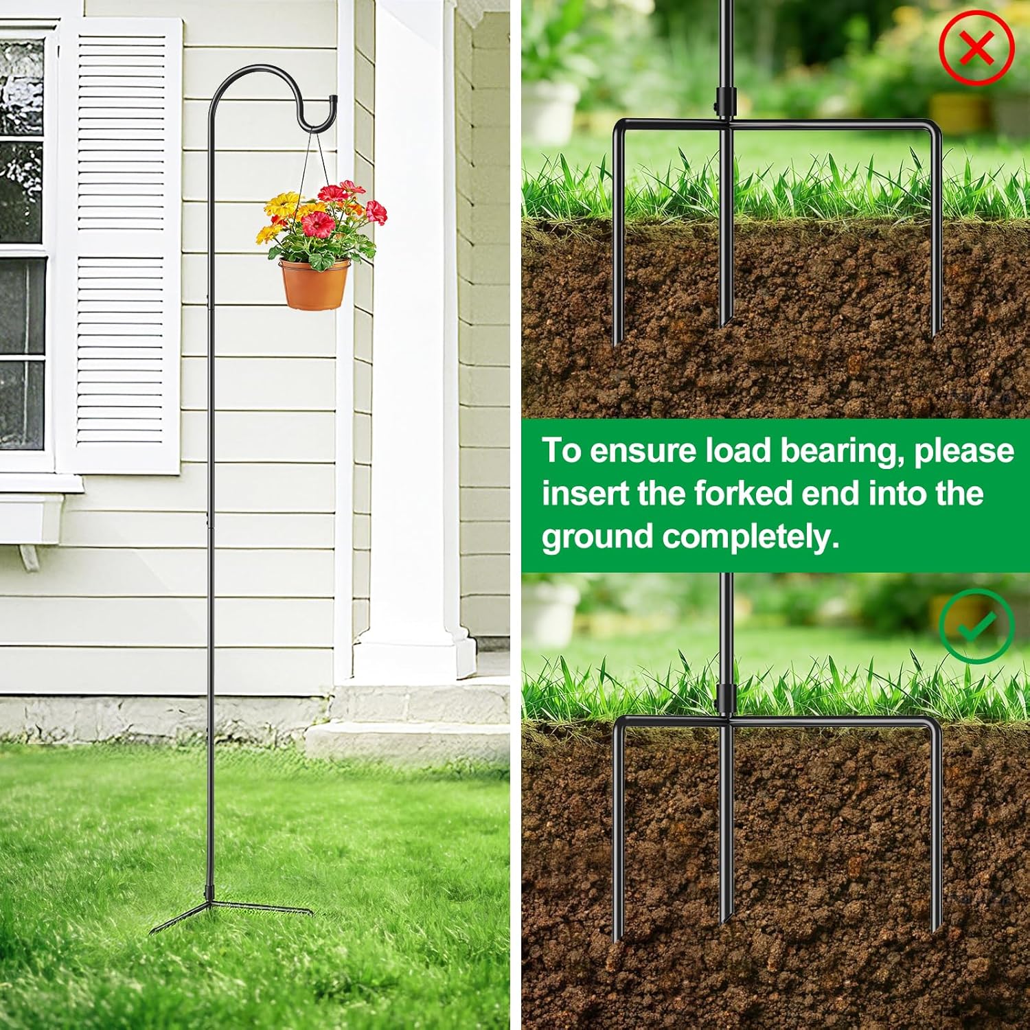GOFORWILD Shepherd’s Hooks 8 Pack Black, 65 inches Tall, Made of Premium Metal for Garden Decor, Plant Hanger, Lantern Hook, Garden Stake and Wedding Decor, 7015-4