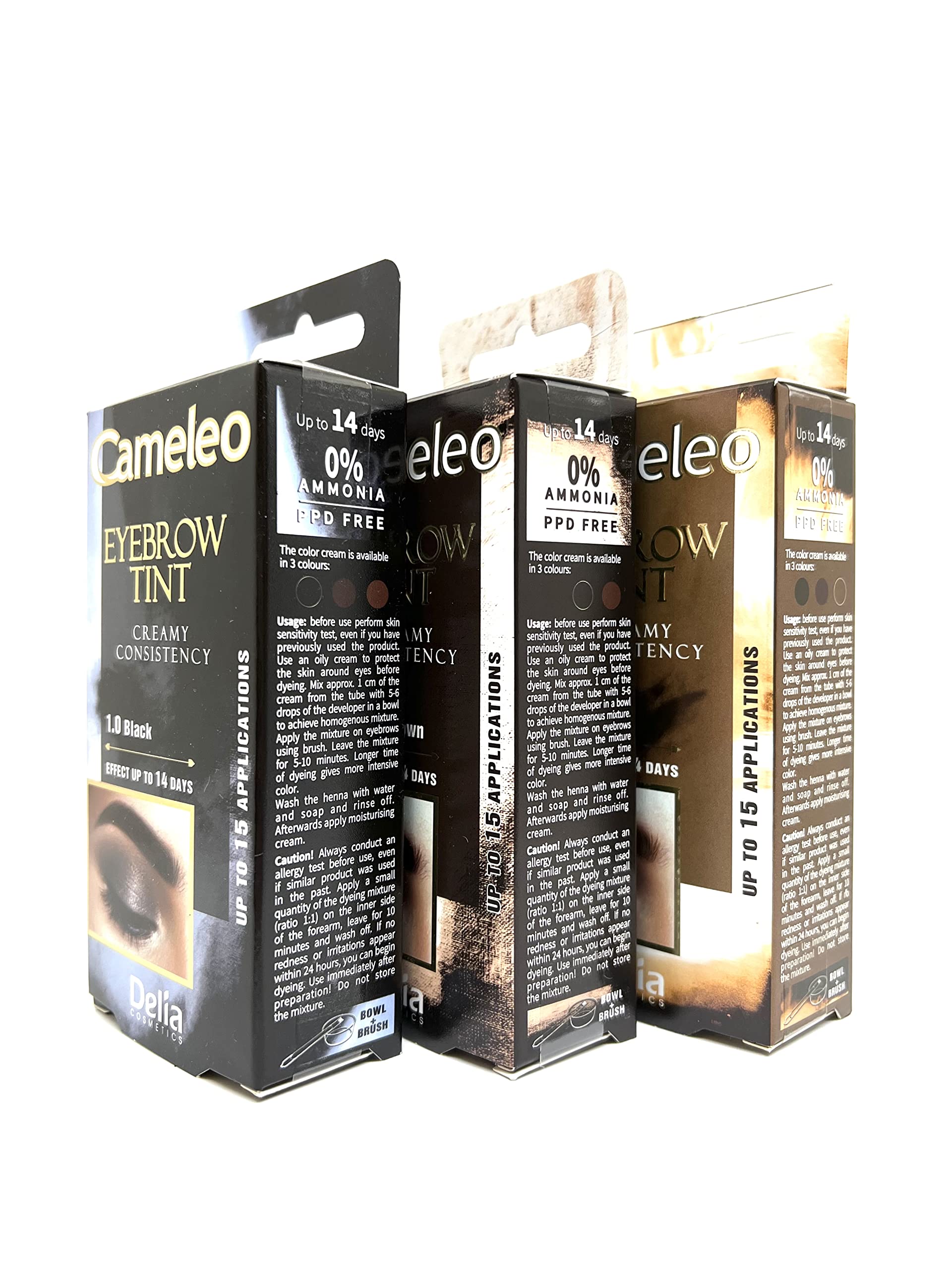 Tinte para cejas & pestañas profesionales, 15ml KIT HENNA Negro/Marrón/Marrón Oscuro/Gris (Negro) (KIT 3 Colores)