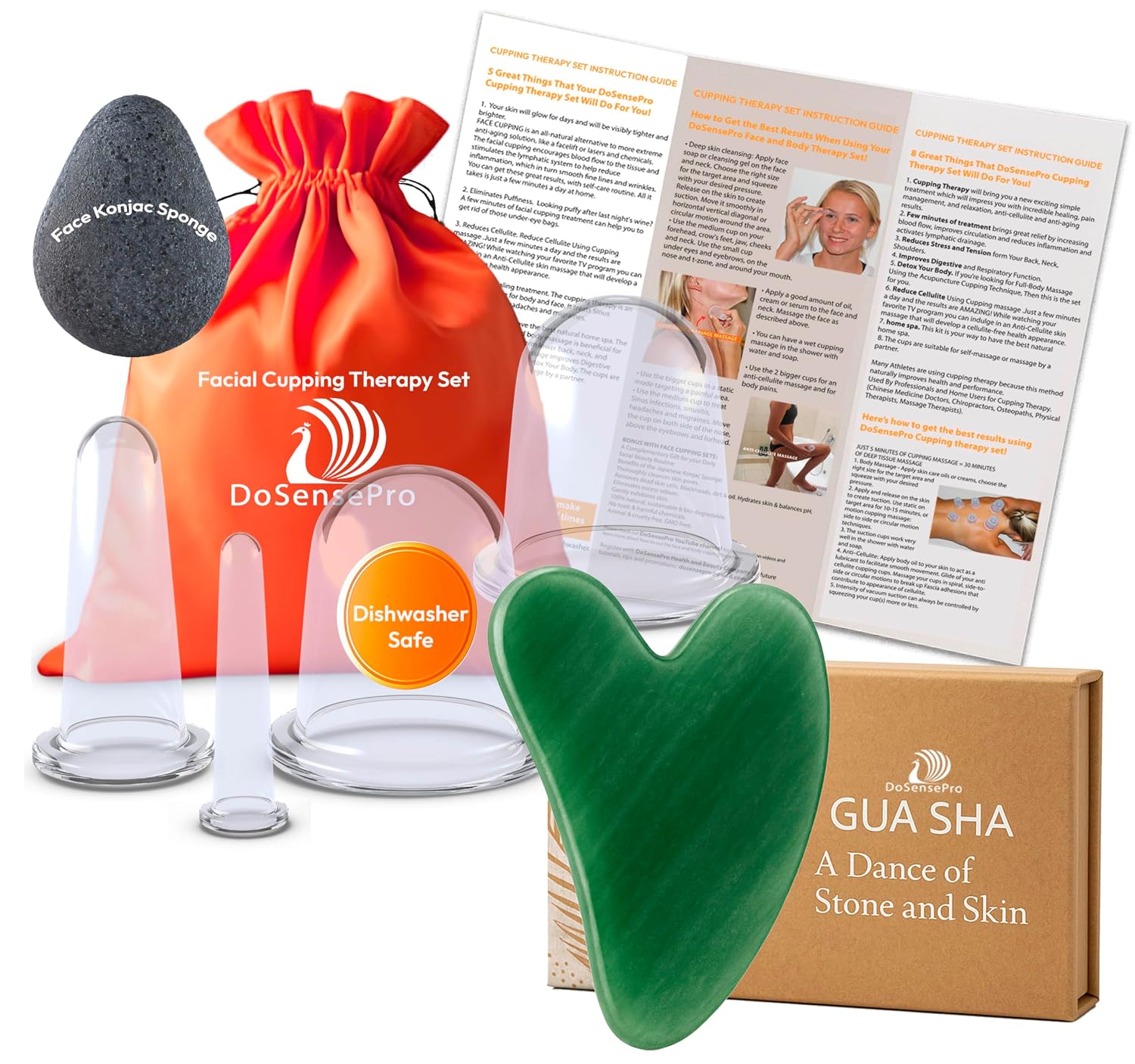 Face & Body Cupping Therapy Set + Jade Gua Sha Facial Tool Bundle – Complete Skin Rejuvenation & Contouring Kit