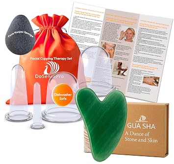 Face & Body Cupping Therapy Set + Jade Gua Sha Facial Tool Bundle Complete Skin Rejuvenation & Contouring Kit