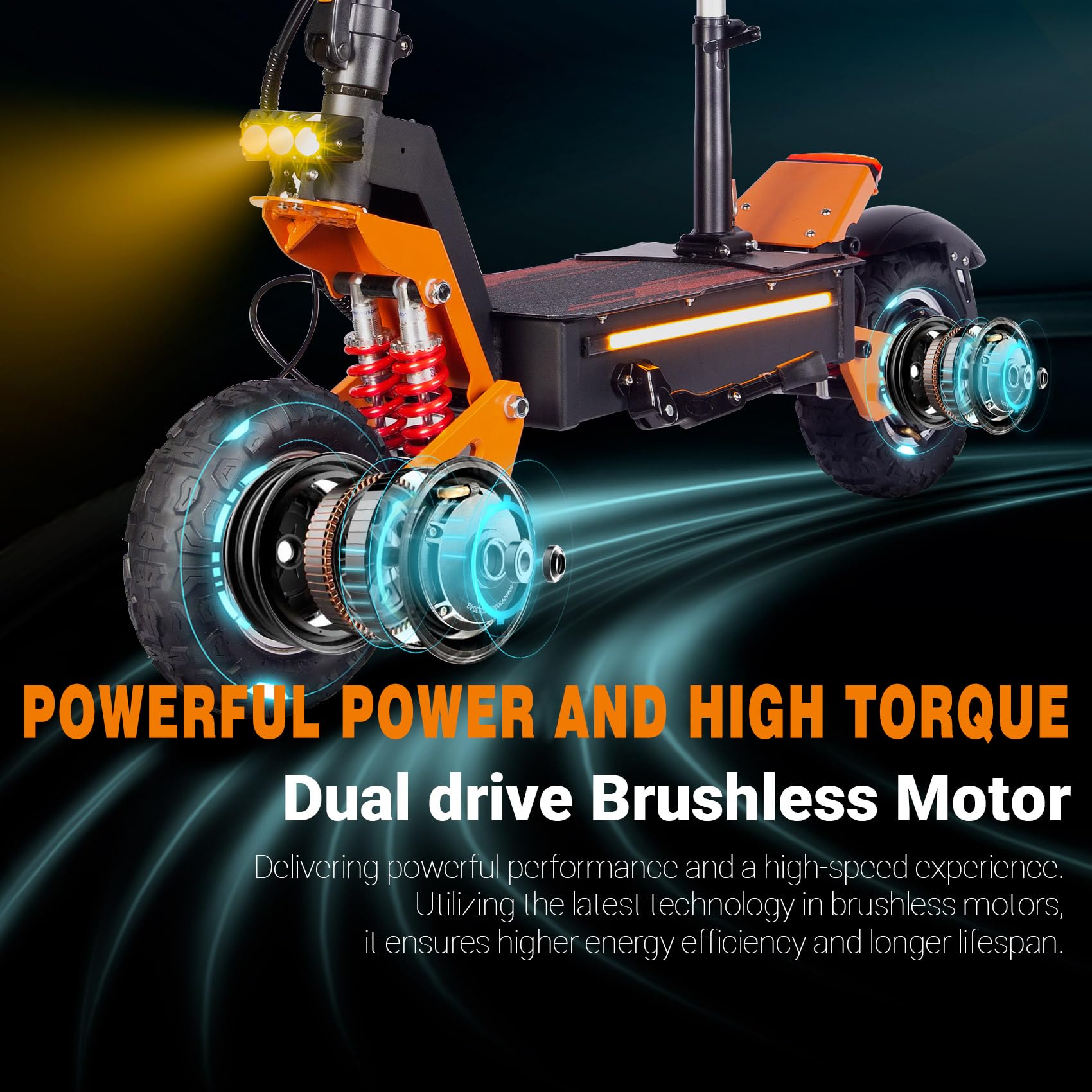 HWH Monopattino Elettrico Fuoristrada Adulto Potente Senza Patente E Scooter Adulti Pieghevole 11 Pollici Doppio Motore Batteria agli ioni di litio 60V40AH Autonomia 100KM