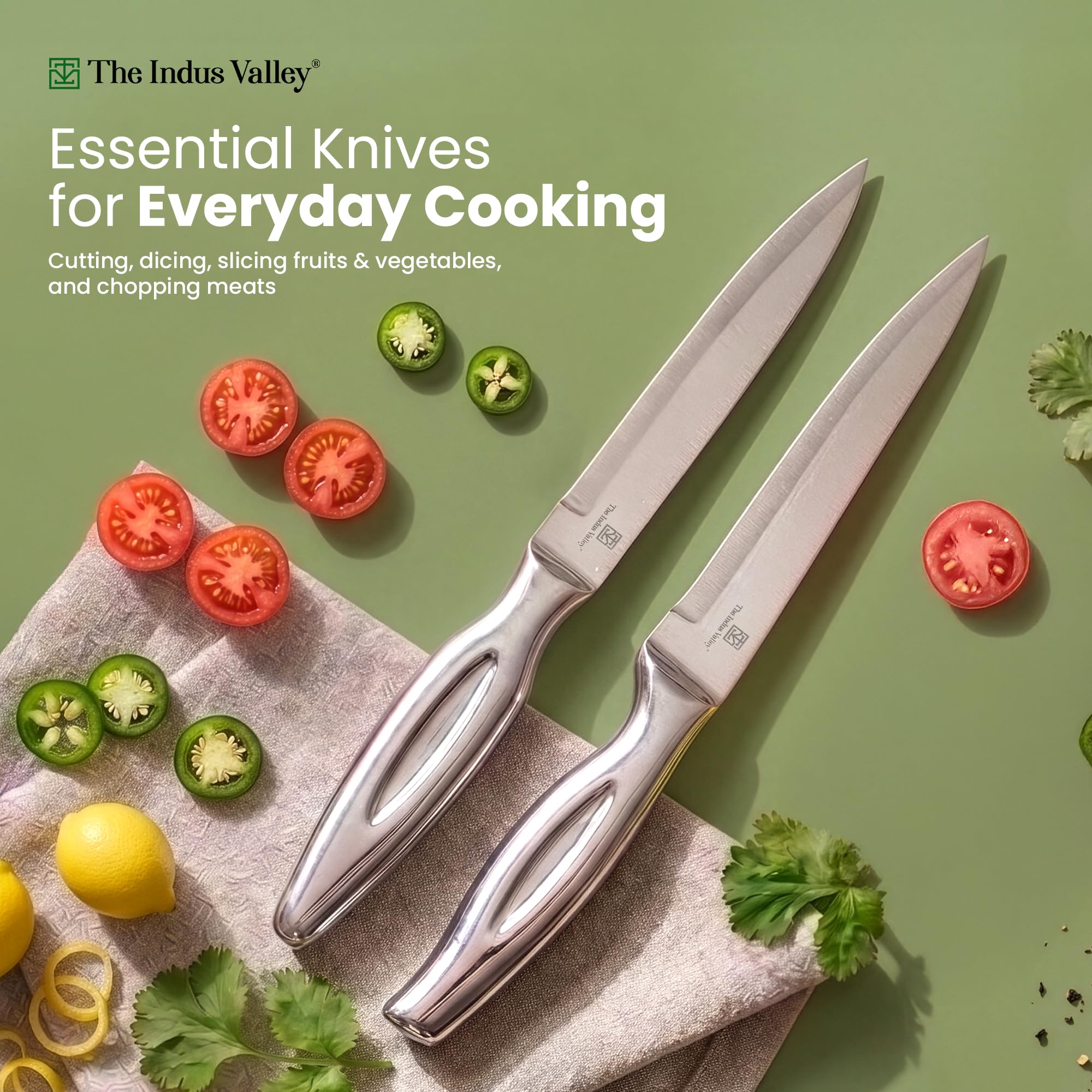 Indus Valley Stainless Steel Knife Set - 5 Piece with Stand -3 Indus Valley Stainless Steel Knife Set - 5 Piece with Stand -3