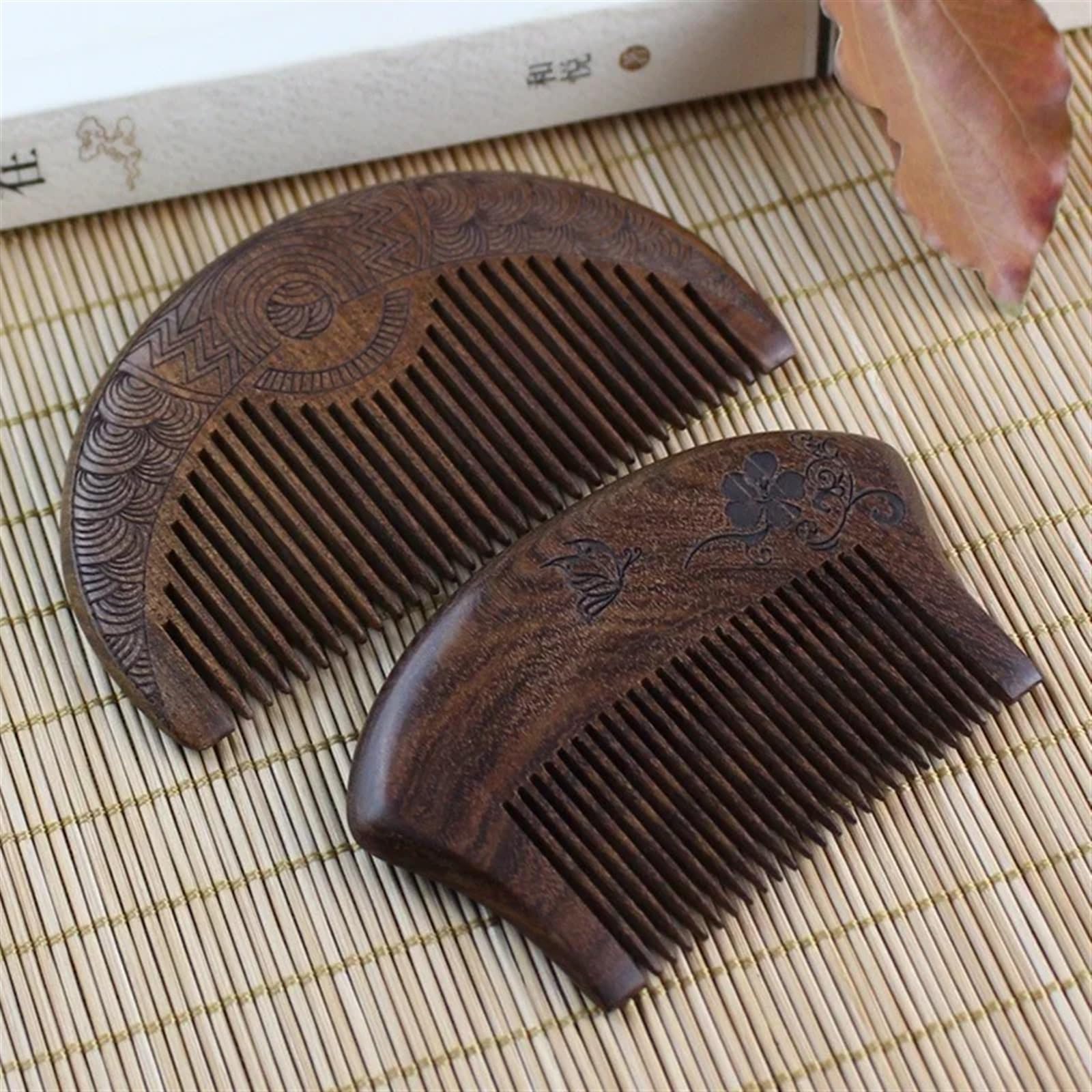 Taschen-Holzkamm, natürliches Schwarzgold, Sandelholz, super schmale Zahnholzkämme, kein statischer Kamm, Haarstyling (Size : Type 1)