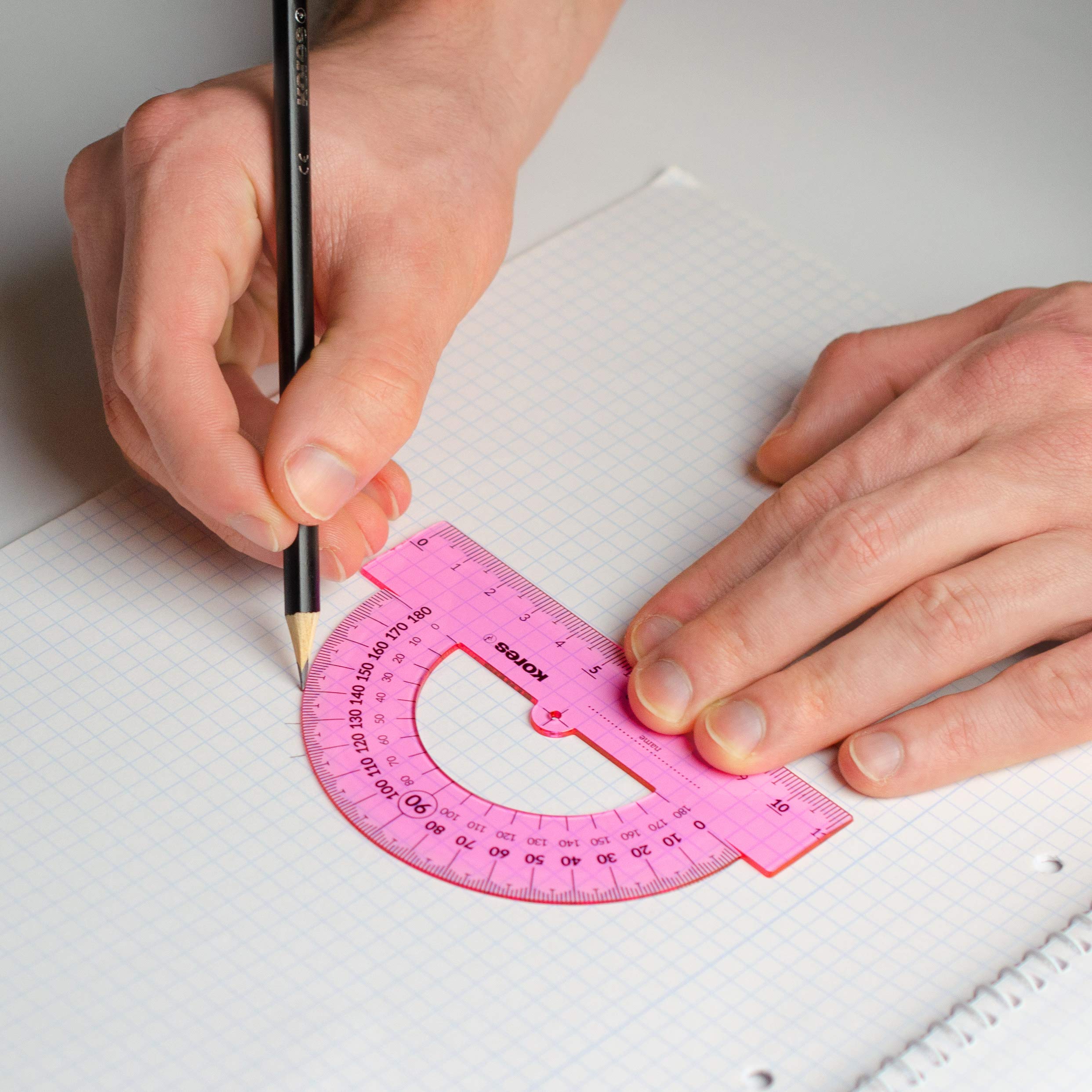 Image secondaire de Kores - Geo30 : Coffret de Mathématiques à 4 Pièces pour Enfants et Étudiants, Coffret de Géométrie en Plastique avec Règle, Rap