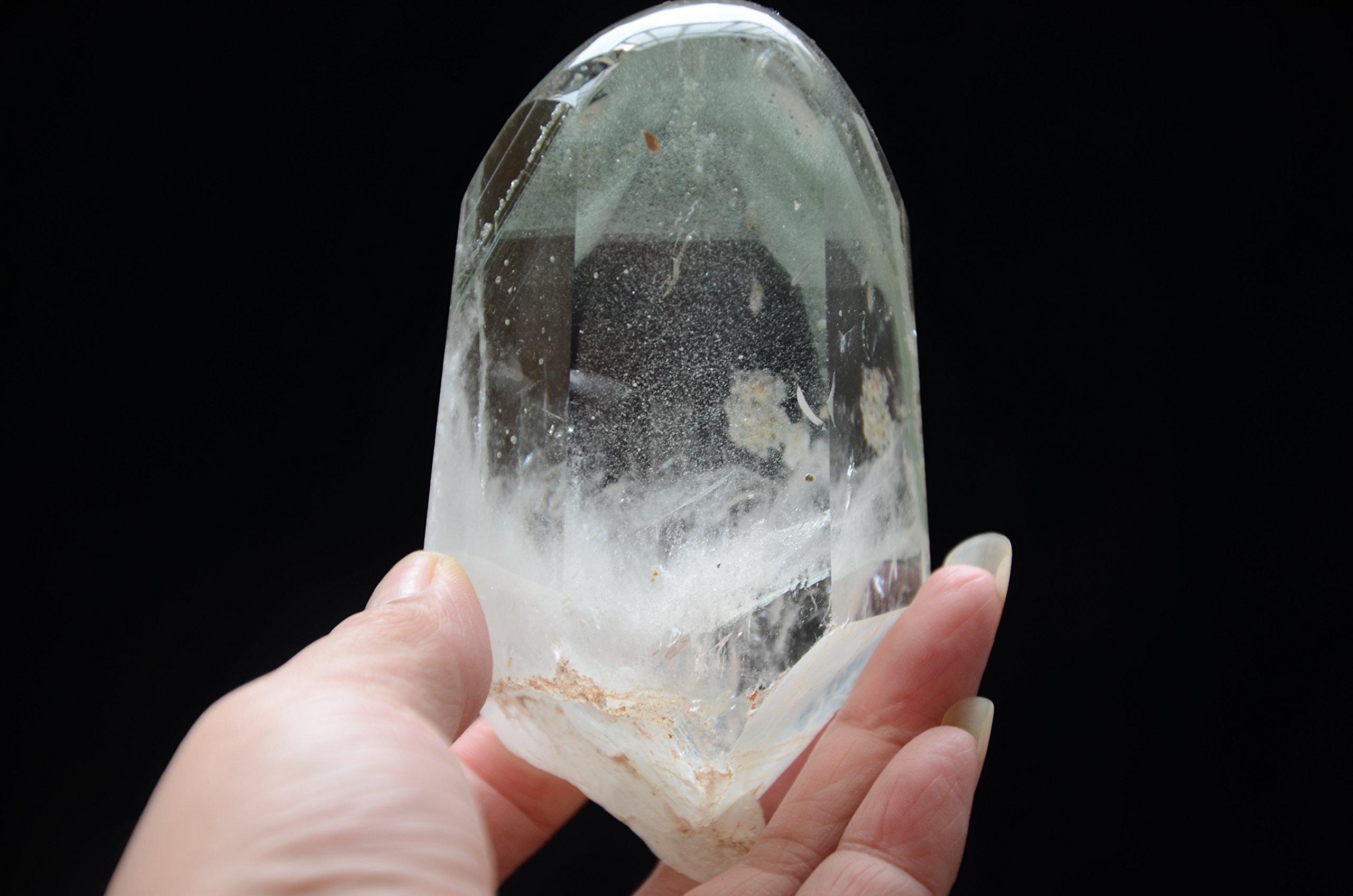 Real Tibet Himalayan High Altitude Clear 6 Sided Single Terminated Crystal Point Quartz Bacchetta da 3,97 Pollici con Fantasmi Verdi Spirituale Crystal Specimen