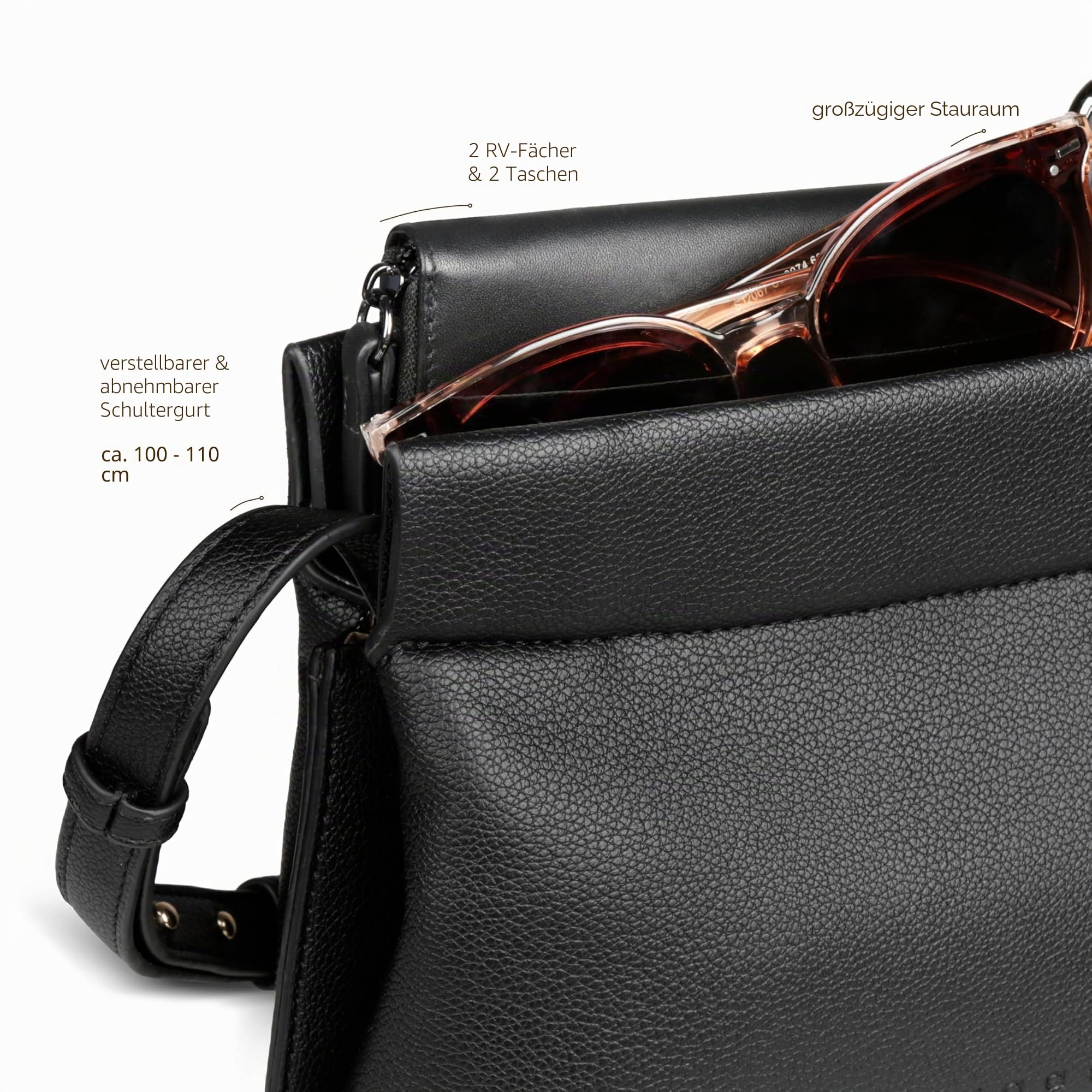 bugatti Mare 3.0 Crossbody-Tasche für Damen, elegante Clutch mit abnehmbarem Schulterriemen