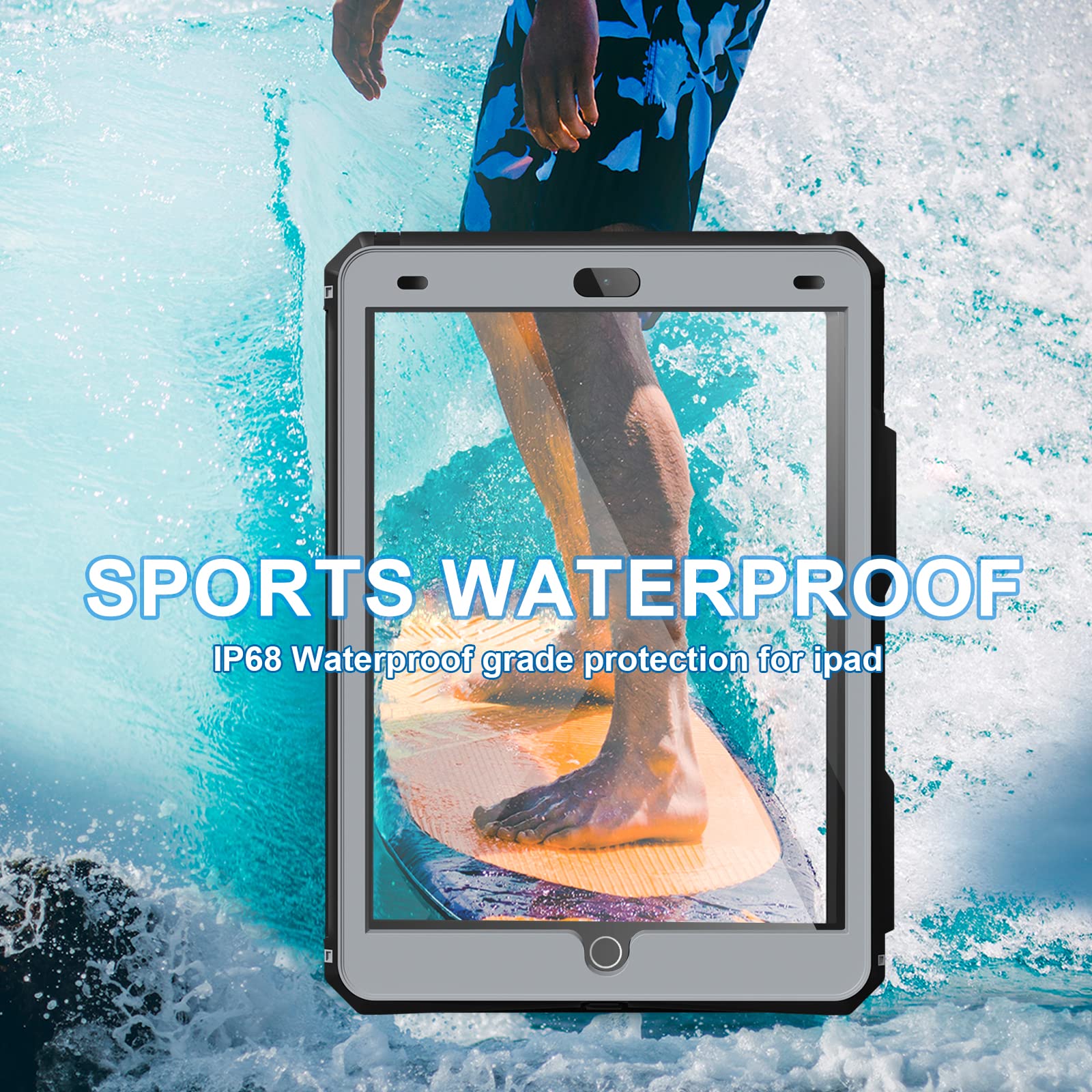 TECHGEAR Waterdichte hoes voor iPad Mini 2019 [5e generatie] iPad Mini 4 (Poseidon Case) Slanke Robuuste Pantser Schokbestendig, Waterdichte hoes met ingebouwde displaybeschermfolie standaard