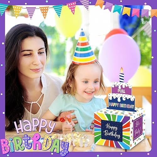 Miniatura 6 de Meiidoshine Caja de dinero de cumpleaños para tirar de efectivo, cajas de regalo sorpresa para niños y adultos con tarjeta de feliz cumpleaños y 100