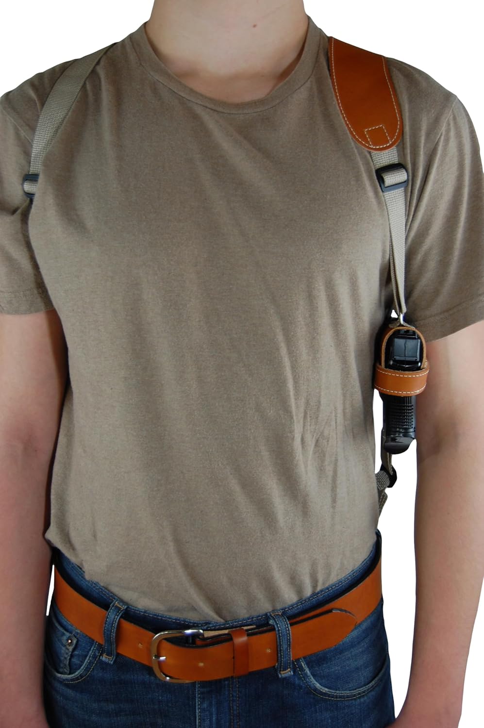 Barsony New Saddle Tan Leather Shoulder Holster for Compact Size 9mm 40 45 Pistols