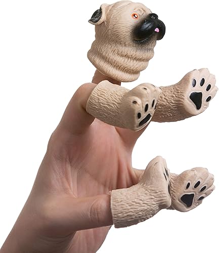 Miniatura 4 de AQKILO Juego de marionetas de dedo de pug, accesorios de teatro de espectáculos de marionetas de animales, juguetes novedosos, regalos de cosas raras