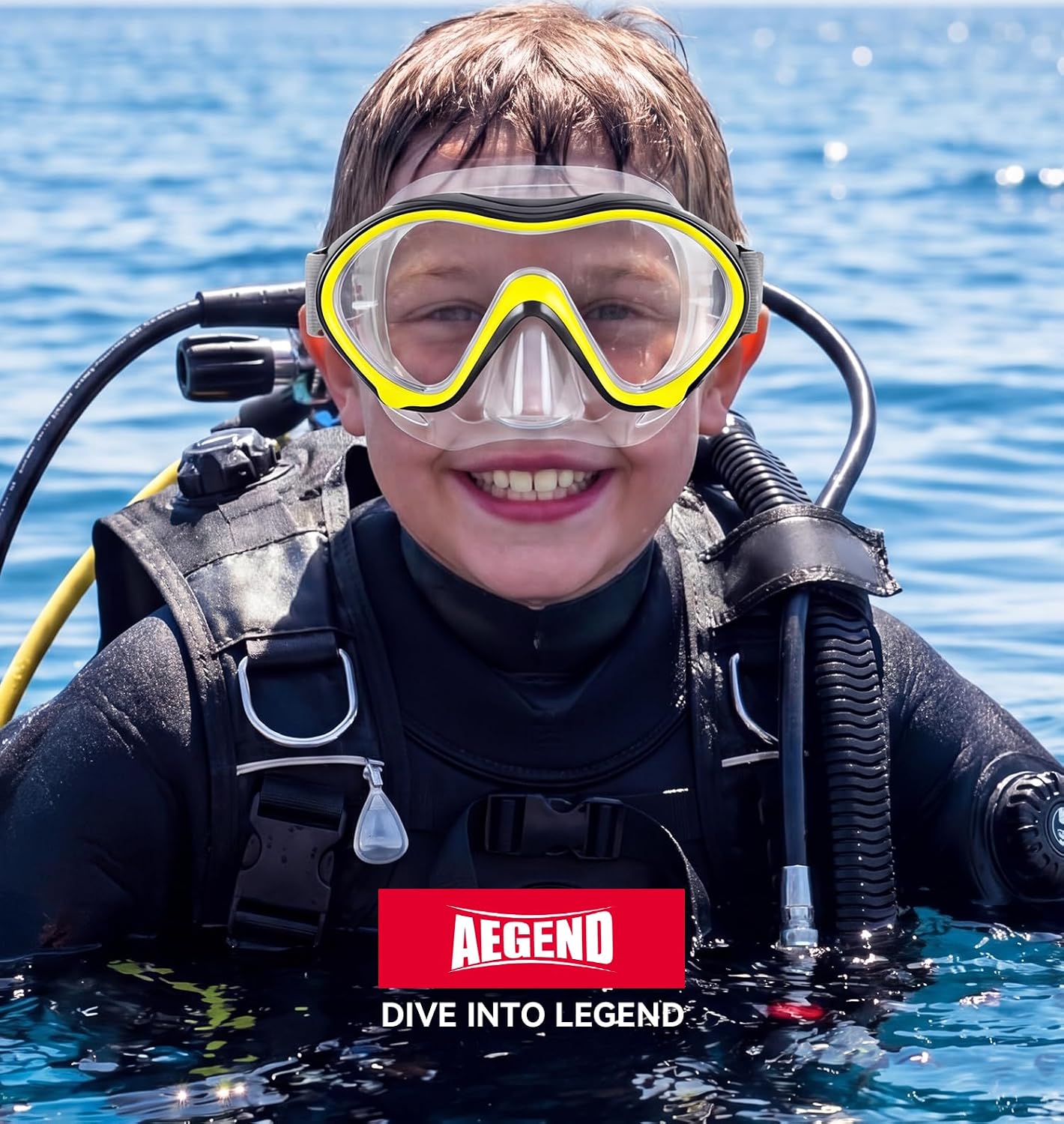 Aegend 2 Pack Kids Swim Goggles with Nose Cover for Kids 3-15, Knitted Fabric Strap, Anti-Fog 180° Clear View No Leak