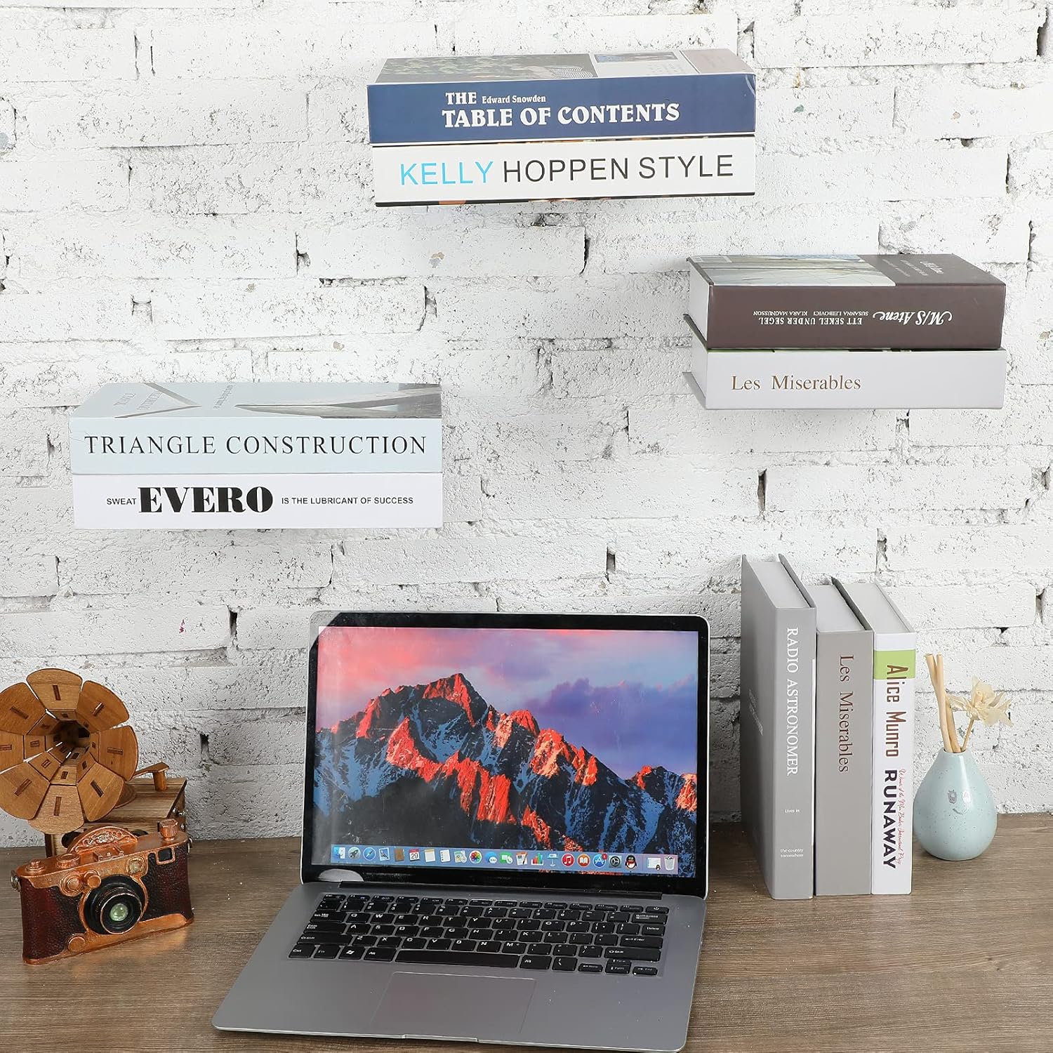 Jetec 6 Pieces Invisible Floating Bookshelf for Wall Mount Iron Floating Book Shelves Multipurpose Hidden Hanging Bookshelves Wall Book Holders for Room Bedroom Home Office Library Bookcase (White)