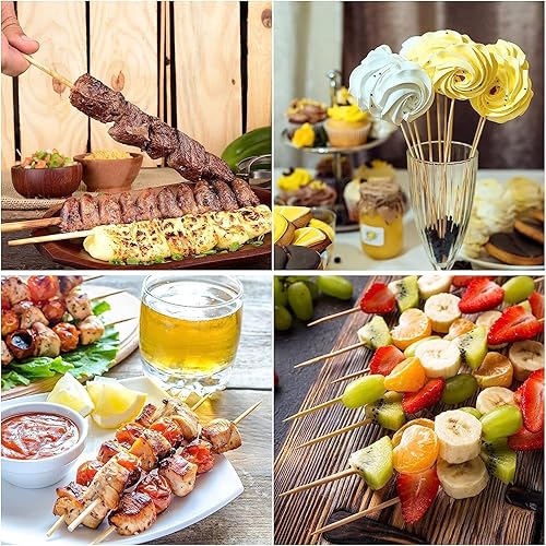Miniatura 6 de 300 brochetas de bambú de 8 pulgadas, pinchos de madera para aperitivos, palitos de kabob, frutas, barbacoa, parrilla, fuente de chocolate, pollo