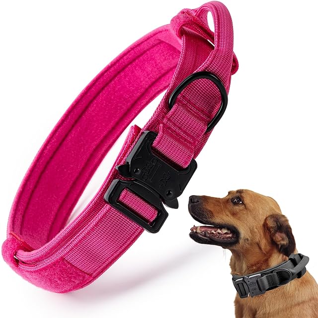 Collar táctico para perro, collar ajustable de nailon para perro con mango de control y hebilla de metal…
