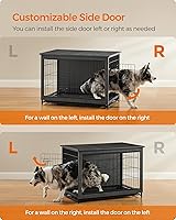 Vista 5 de Feandrea Muebles de jaula para perros, mesa auxiliar auxiliar de 38.6 pulgadas, moderna perrera para perros de interior de hasta 70 libras, jaula