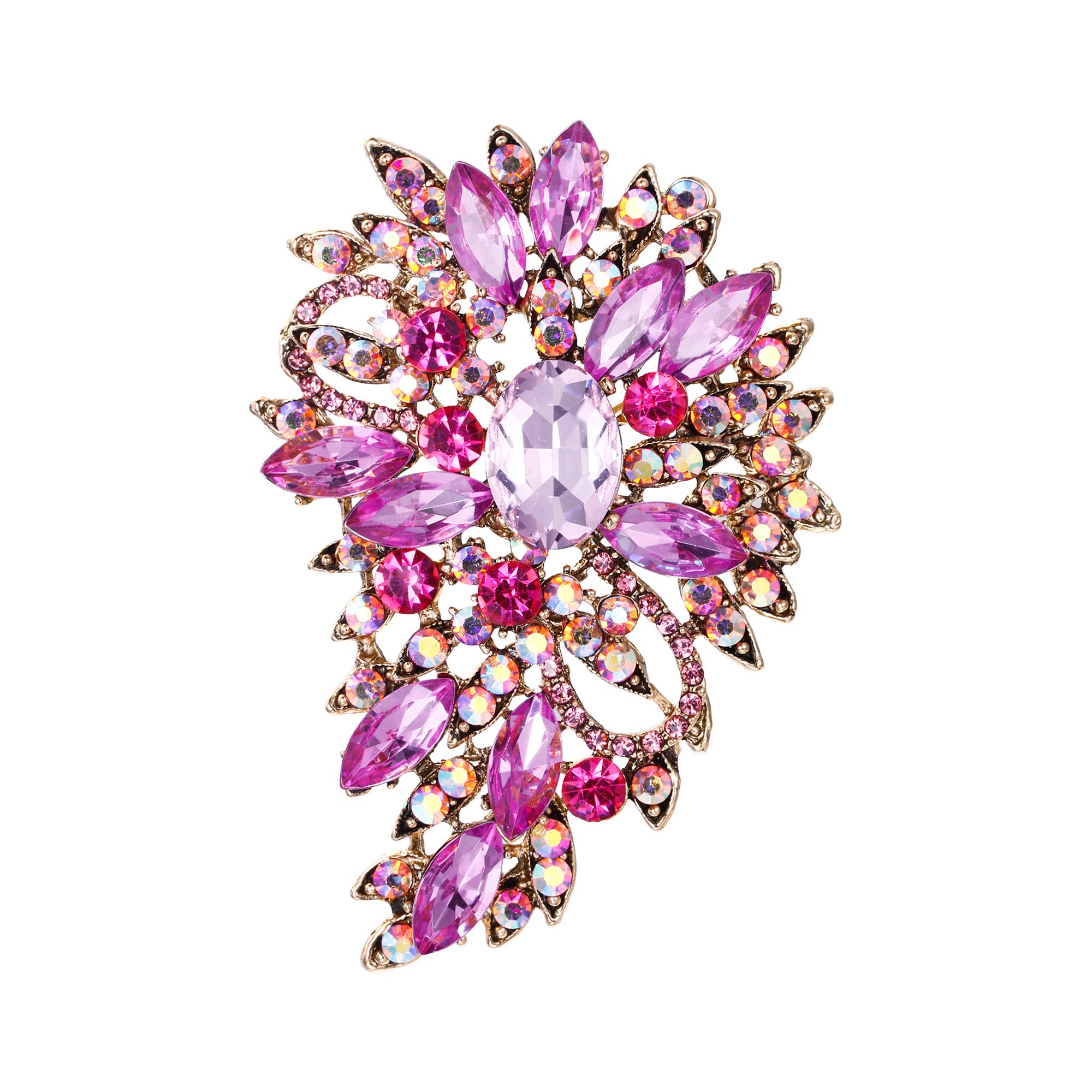 EVER FAITH Broche para Mujer Marquesa Boda Flor Hoja Cristal Austríaco