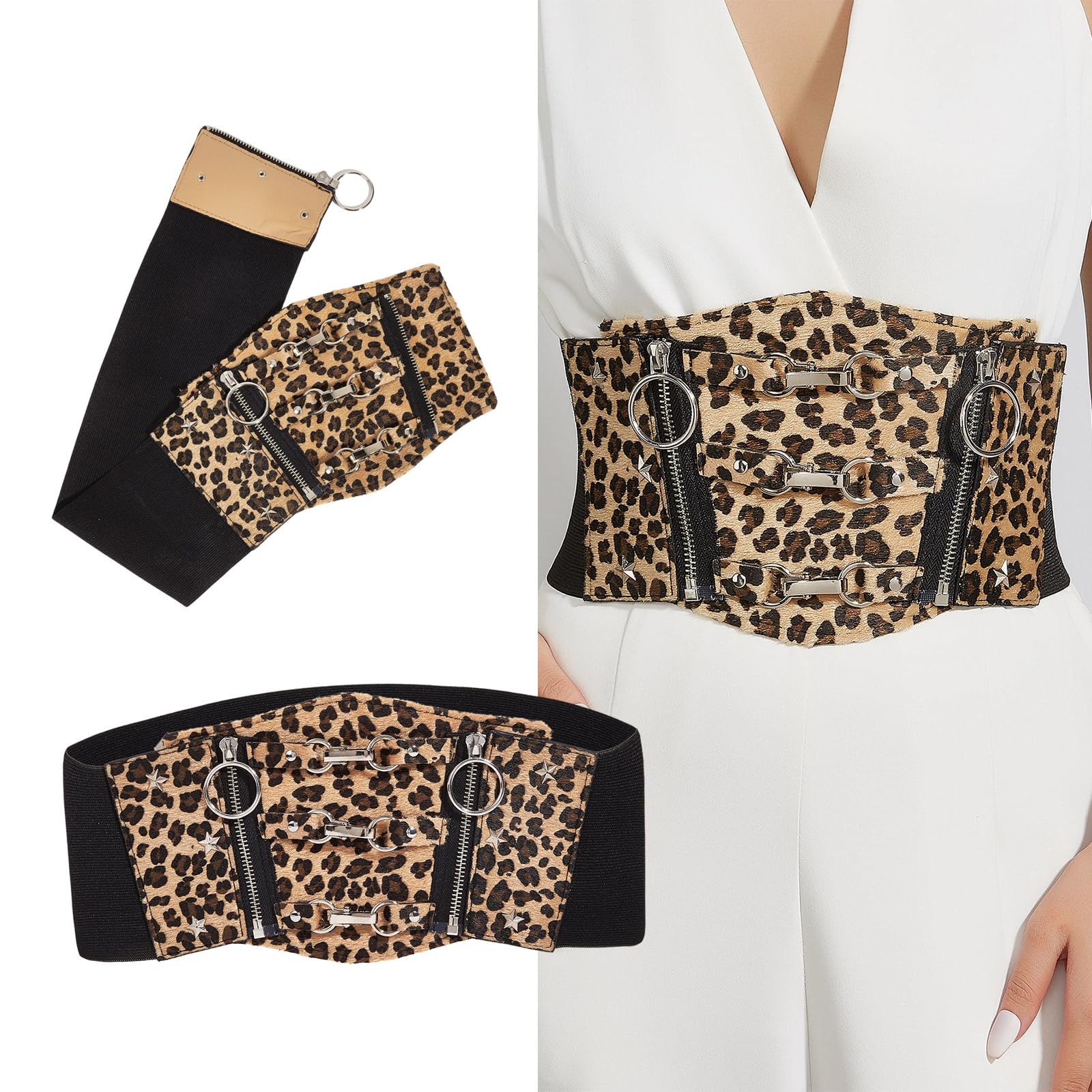 FUYISEN Wide Waist Belt Chain Dancers Costume Belt For Wrap Dress Leopards Print Chain Belt For Suit Skirt Jeans Body Jewelry