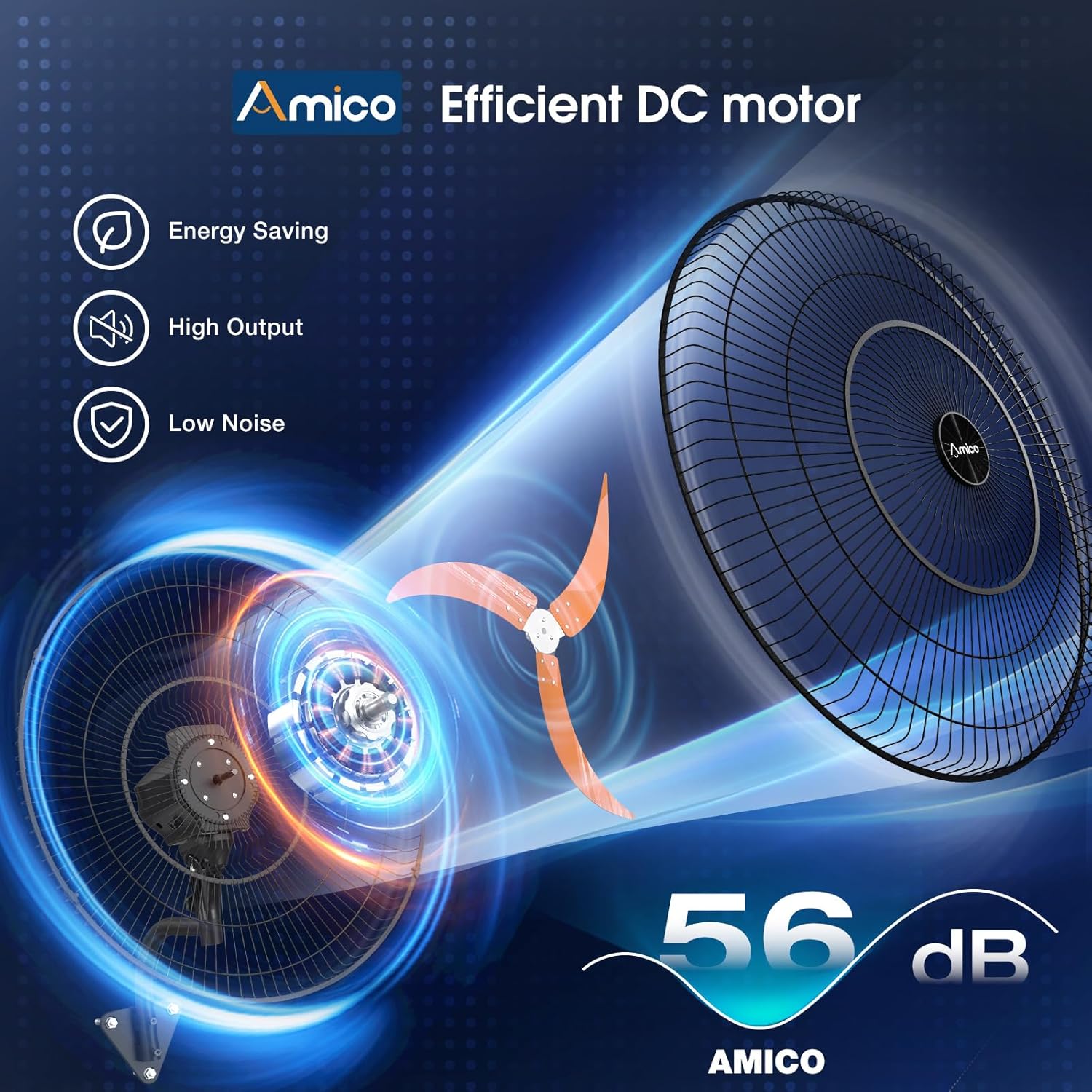 Amico 30" Oscillating Wall Fan with Remote Control, 9600 CFM, 8 Speeds, High Velocity Industrial Wall Mount Fan, DC Motor Commercial Shop Fan for Garage, Workshop, Gym, Warehouse, Indoor/Outdoor