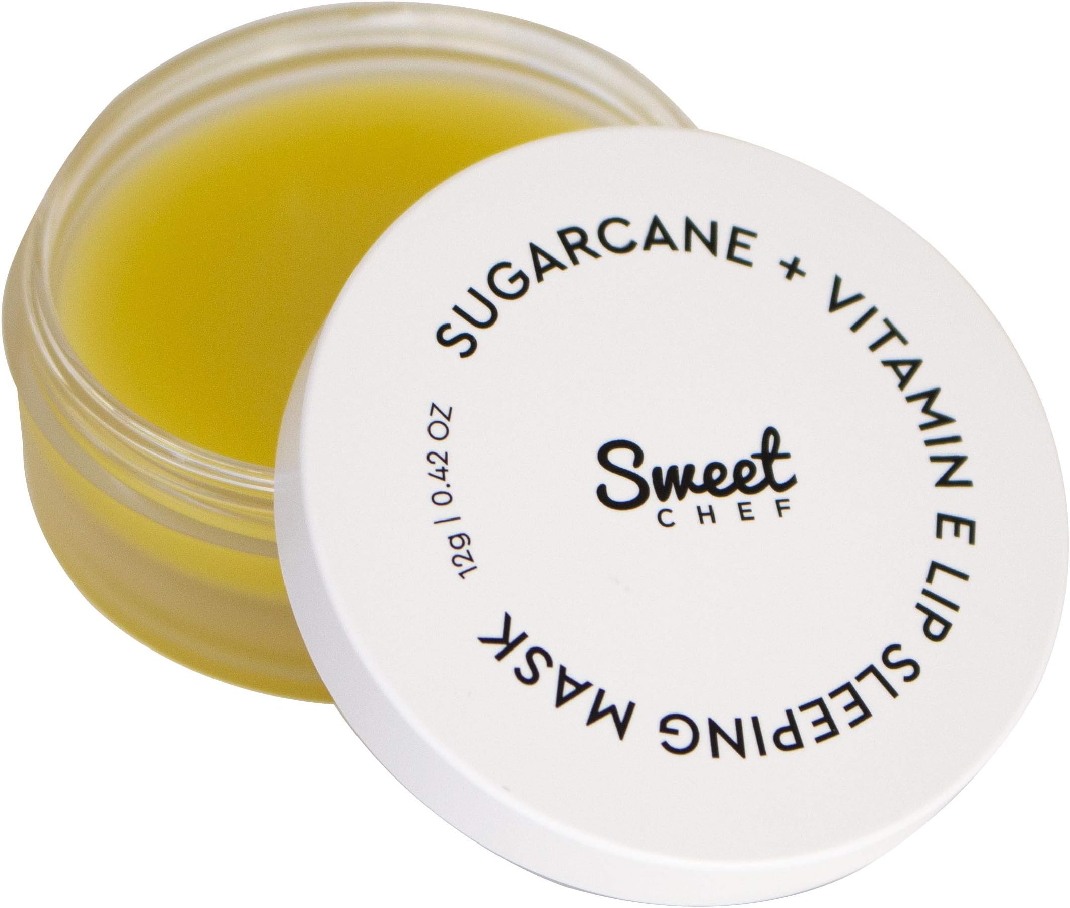 Sweet Chef Sugarcane + Vitamin E Lip Sleeping Mask - Overnight Lip Exfoliating Mask and Lip Balm with Vitamin E + Hydrating Squalane - Petroleum-Free + Antioxidant-Rich, Vegan Lip Care (12 g)
