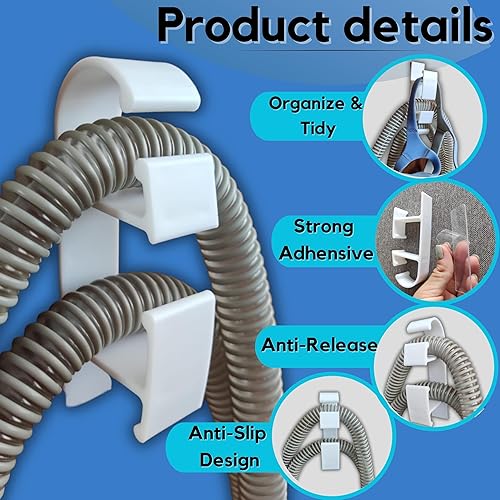 Miniatura 7 de Soporte para manguera CPAP para evitar fugas y enredos en el tubo, ajustable, extraíble y resistente, organizador de cama, soporte para máscara,
