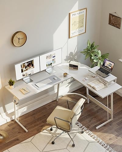 Miniatura 2 de CubiCubi Escritorio en forma de L, escritorio de esquina de 47.2 x 47.2 pulgadas con bolsa de almacenamiento lateral, escritorio para juegos en