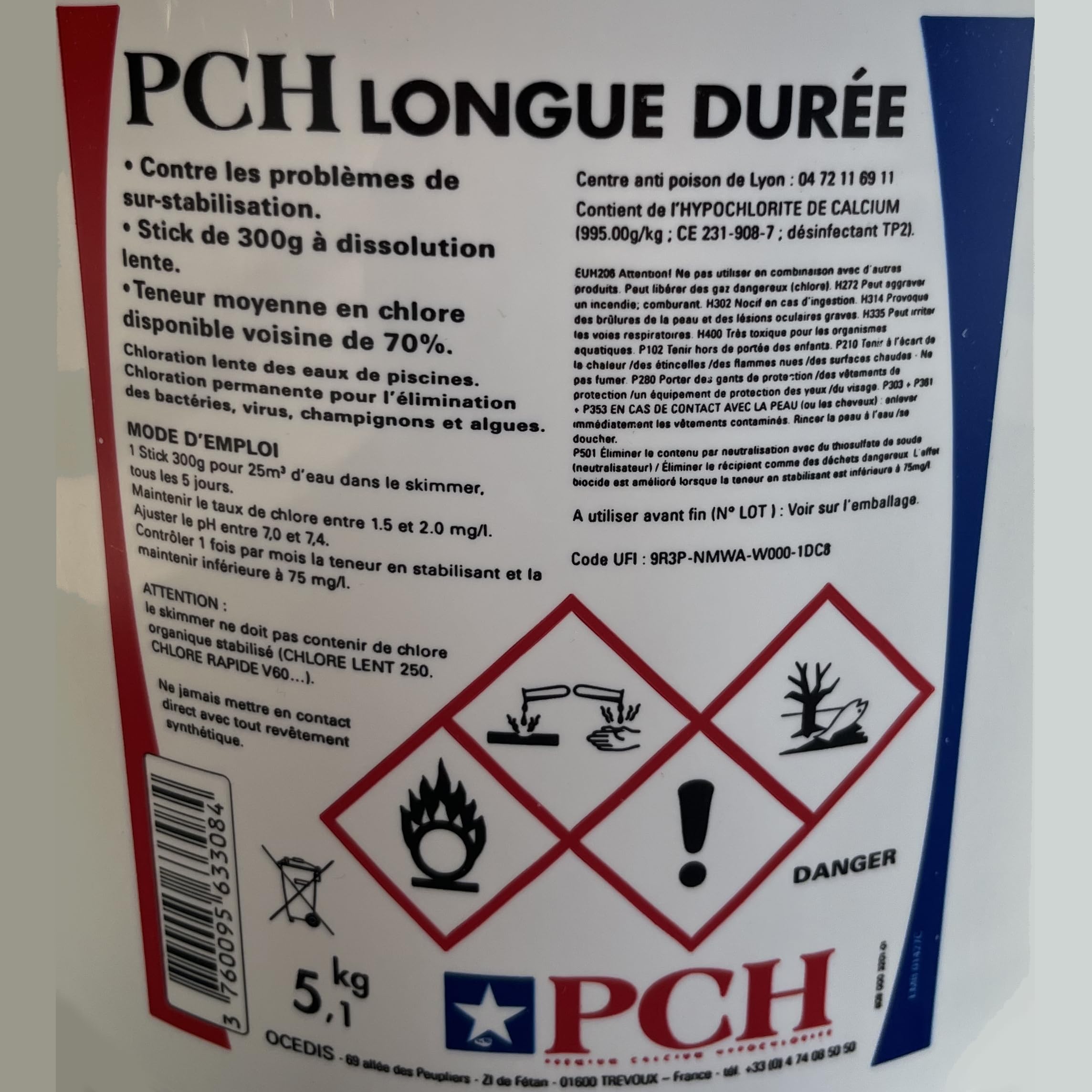 PCH Longue durée (300g) sans stabilisant - Seau de - 5.10 kg