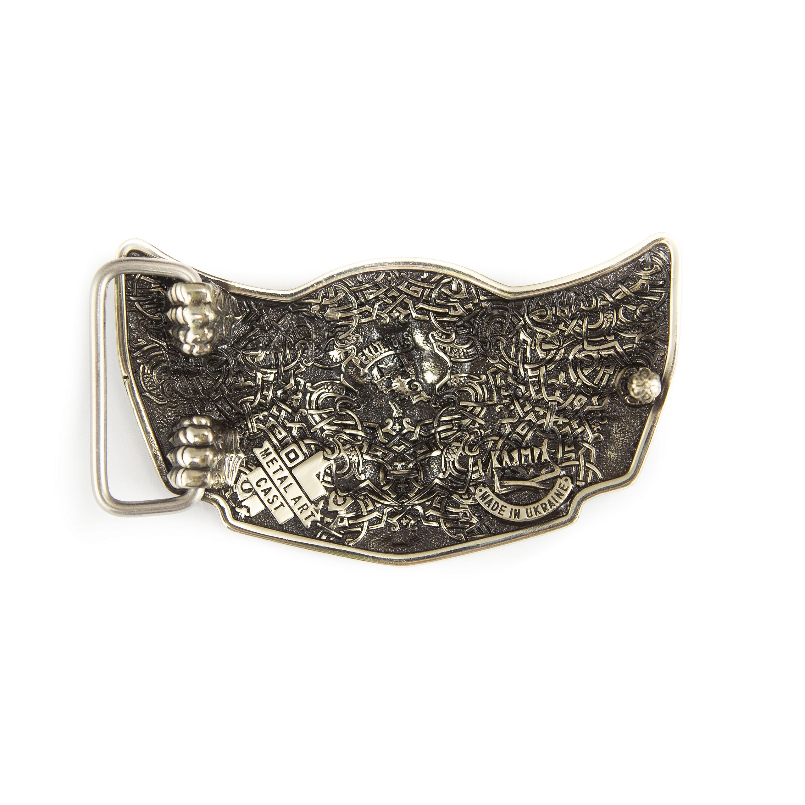 Solid geman silver belt buckle Eagle with sword, handmade heraldic eagle buckle, sword winged heraldry falcon with trident belt buckle